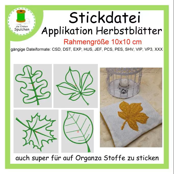 Stickdatei Appli Blätter