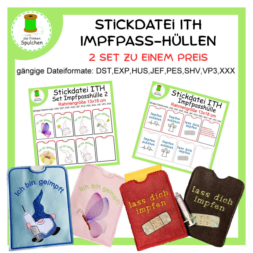 Stickdatei ITH Impfpass Hüllen