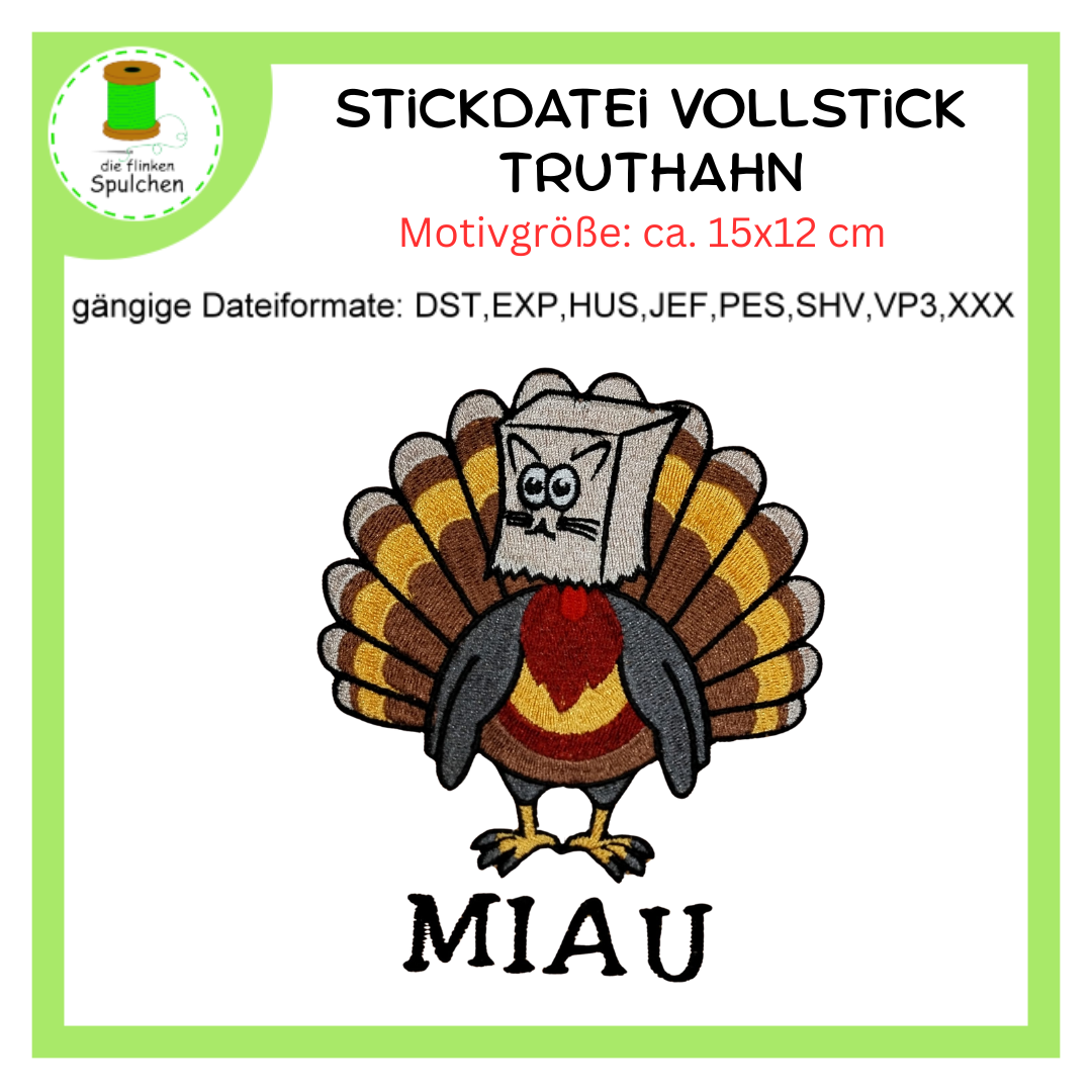 Stickdatei Vollstick Truthahn
