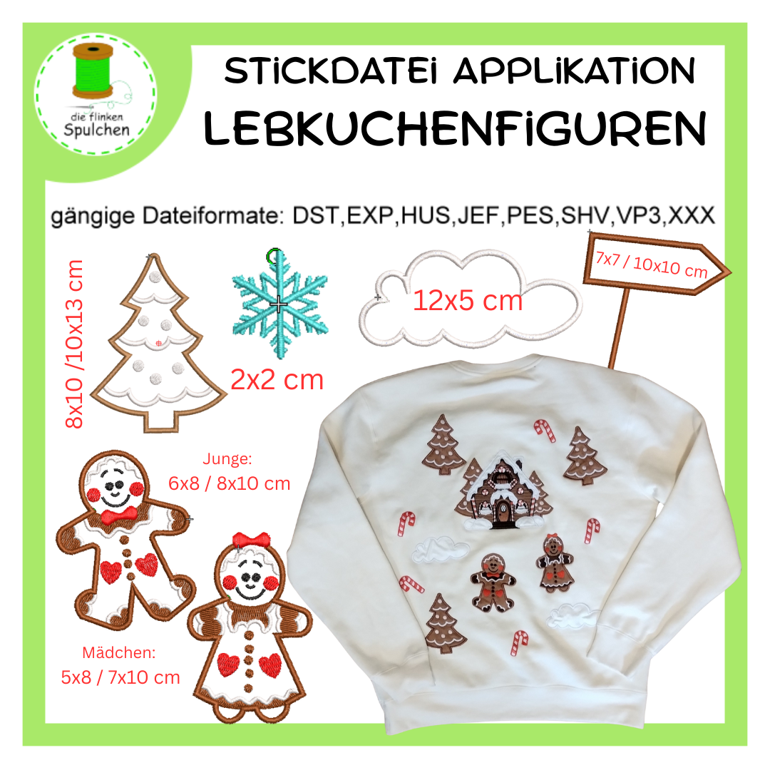 Stickdatei Appli Lebkuchenfiguren