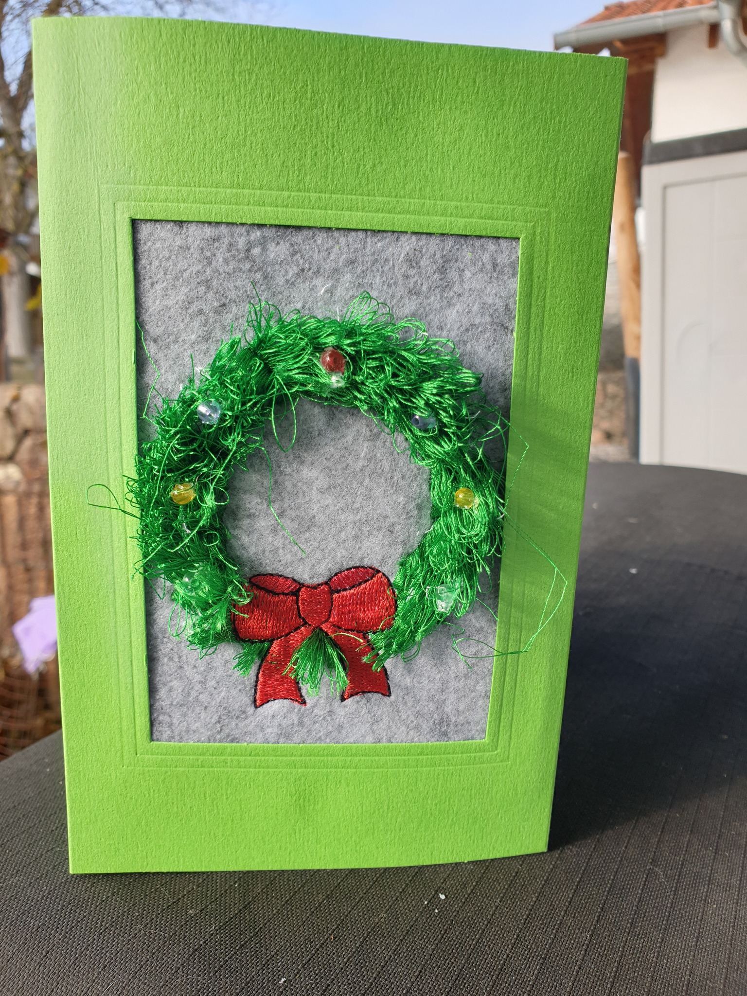 Stickdatei Fransen Weihnachtskranz