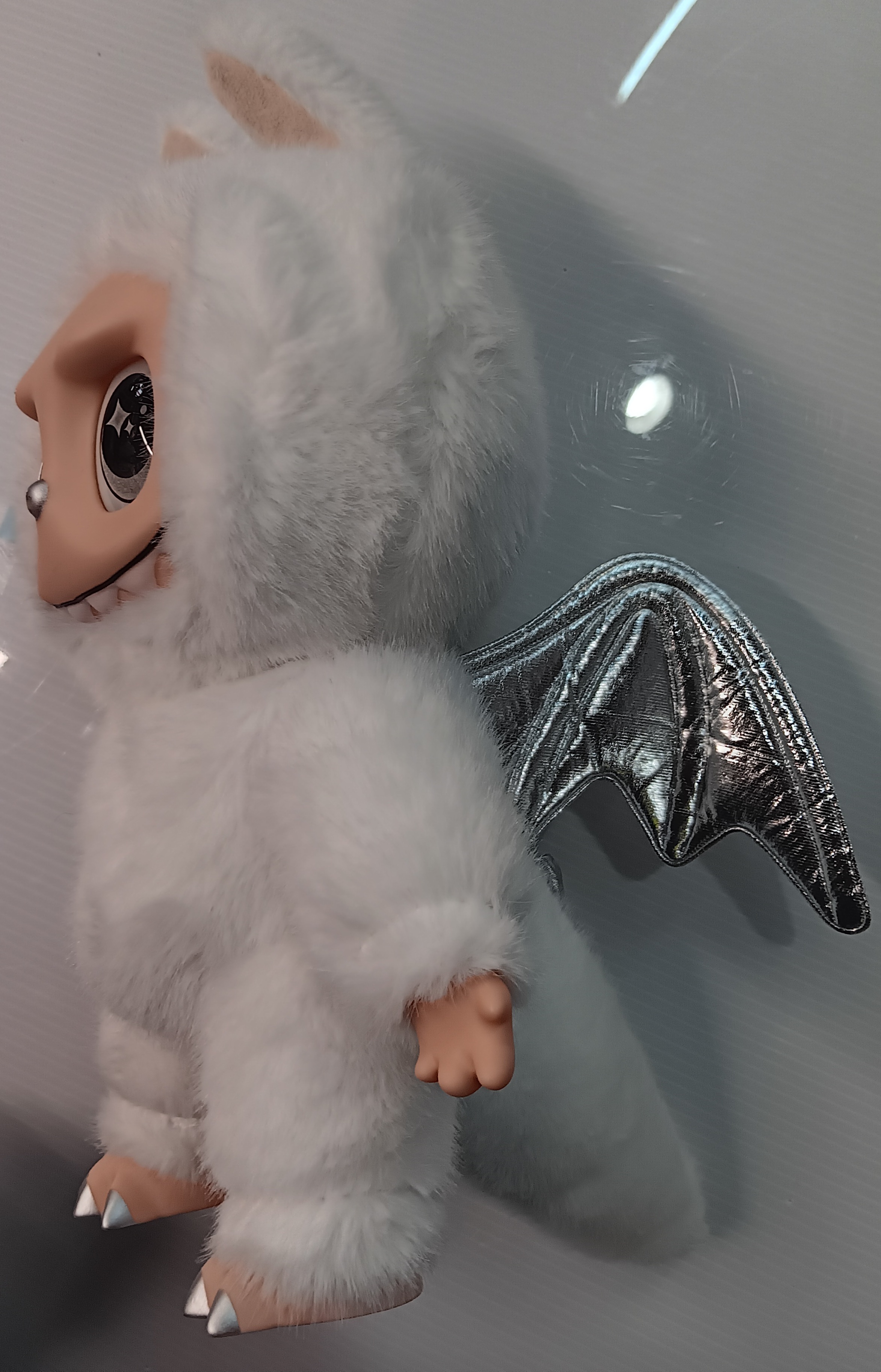 White monster dragon with wings and tail