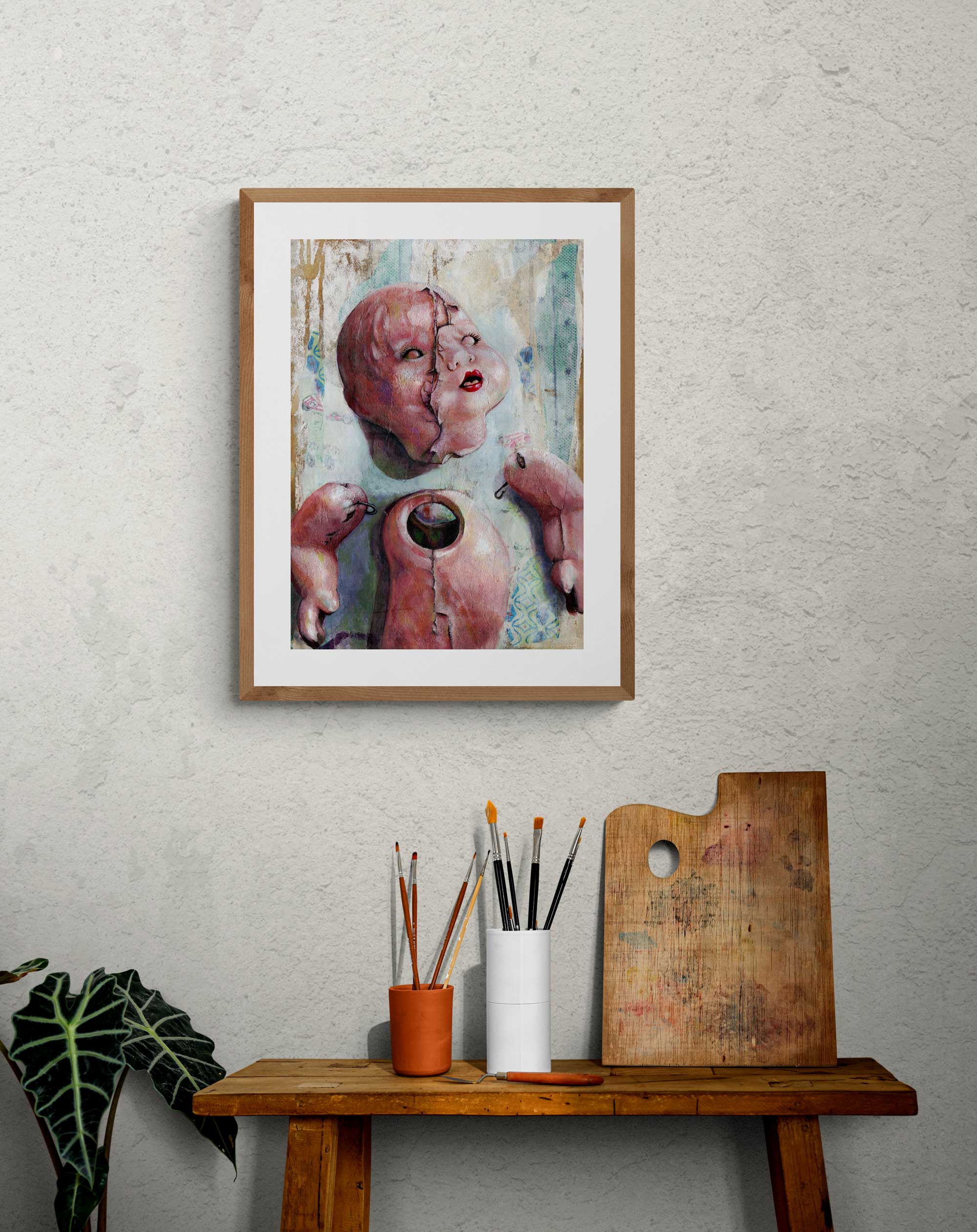 Haunting Broken Doll Art Print