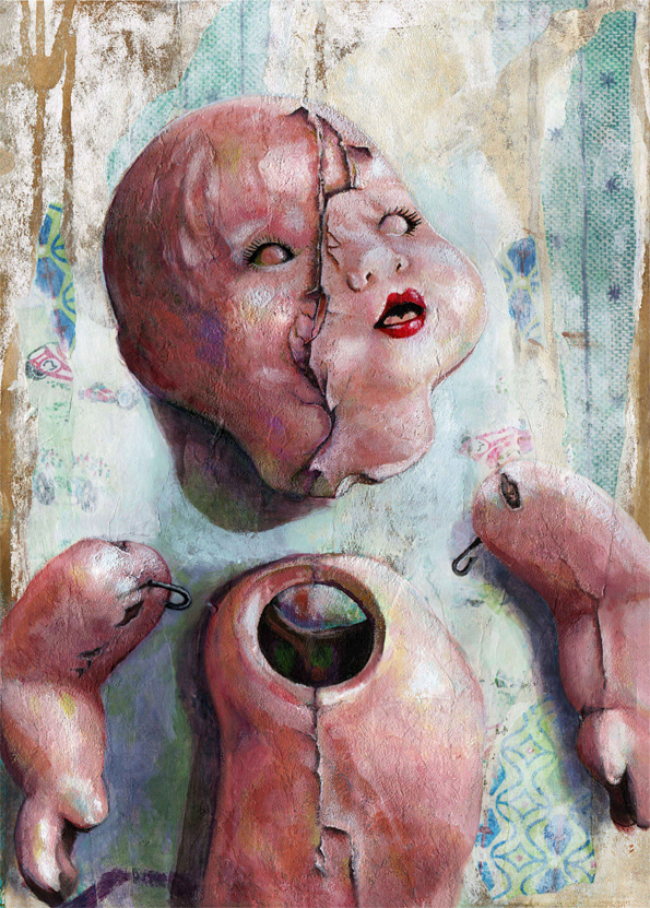 Haunting Broken Doll Art Print