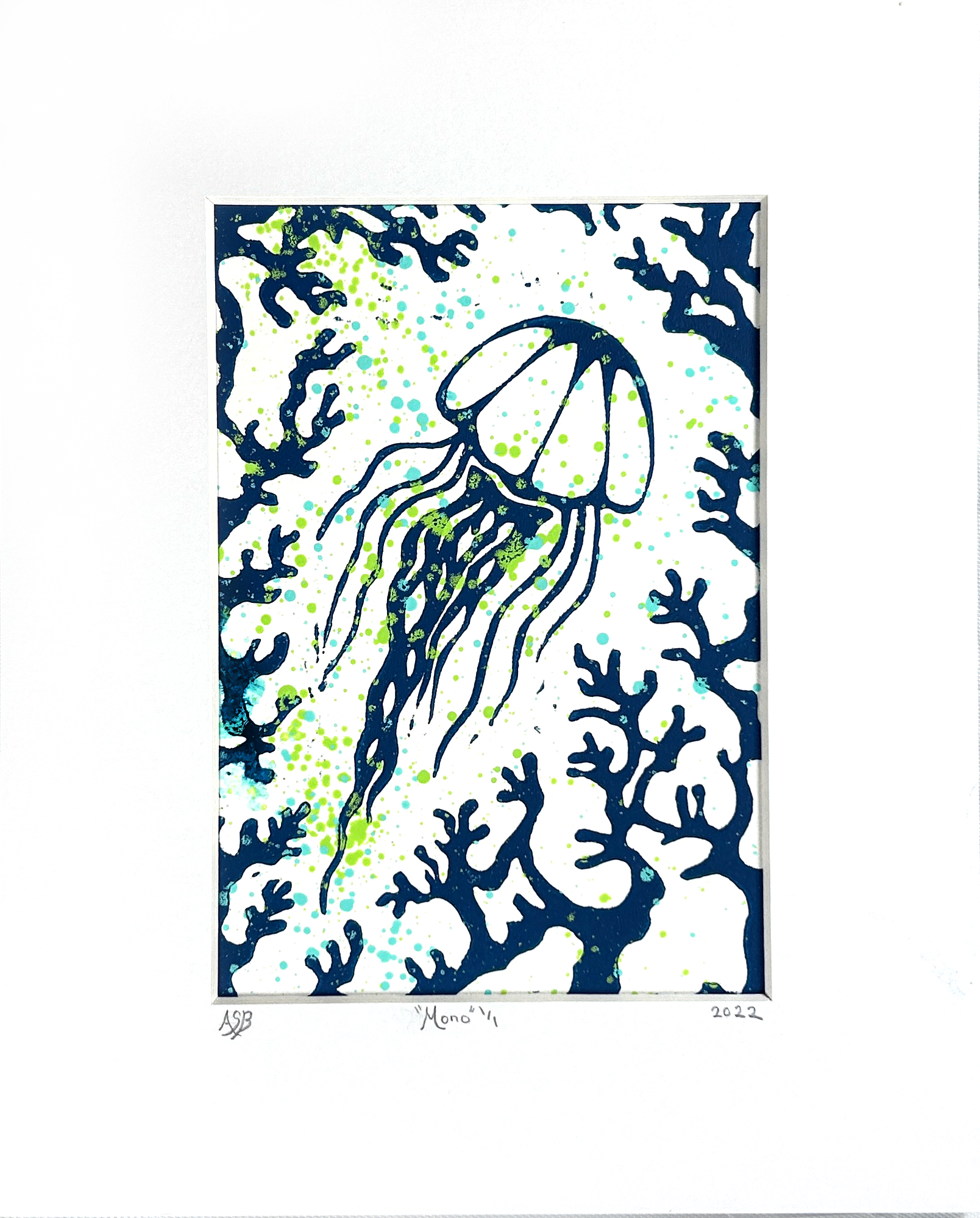 Jellyfish with Coral Monoprint III
