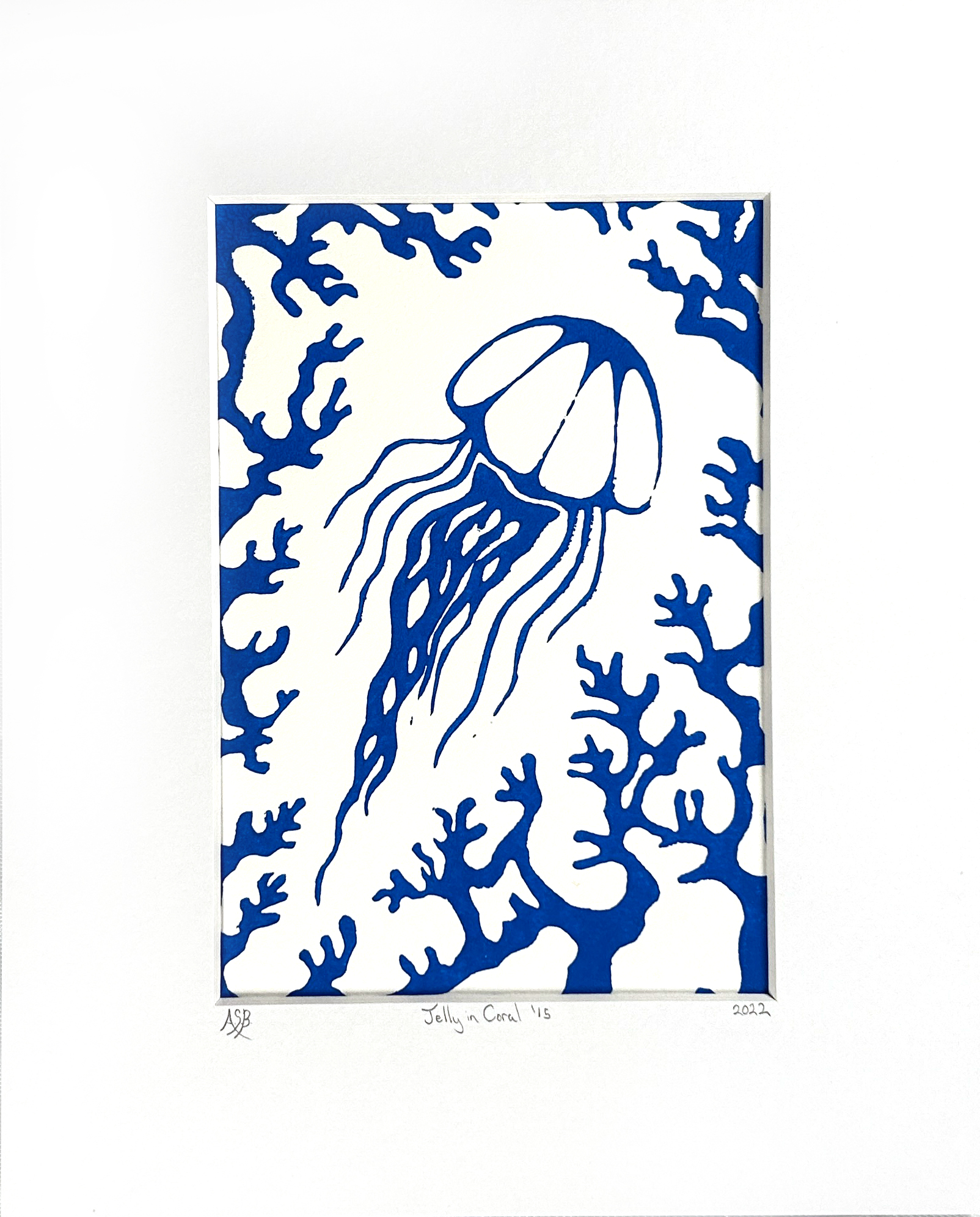 Jellyfish and Coral Linocut Print