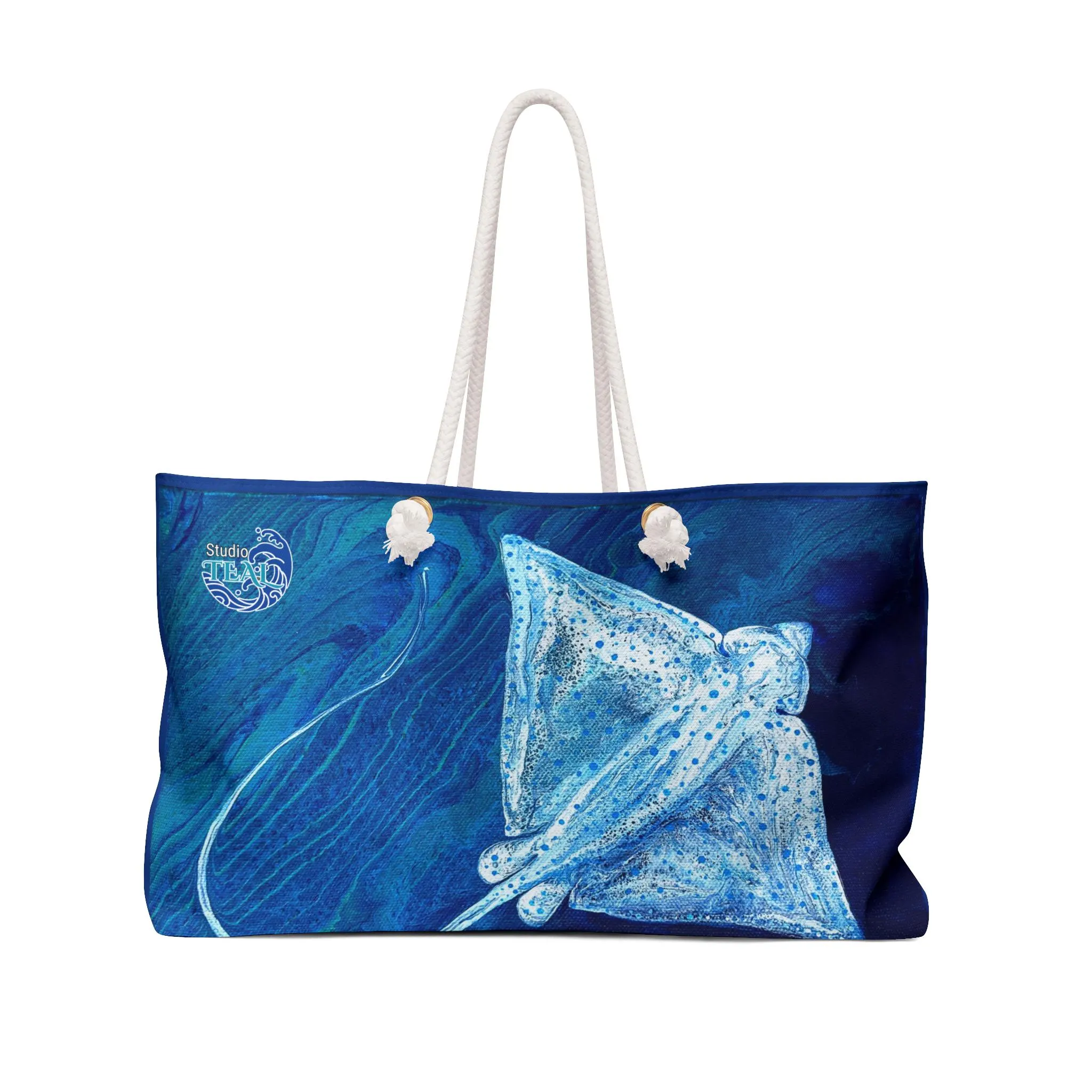 Eagle Ray Beach Bag: Stylish Weekender Beach Bag with Eagle Ray Painting - Perfect for Travel, Beach Days, Gifts, Totes, Weekend Getaways, Nautical Decor
