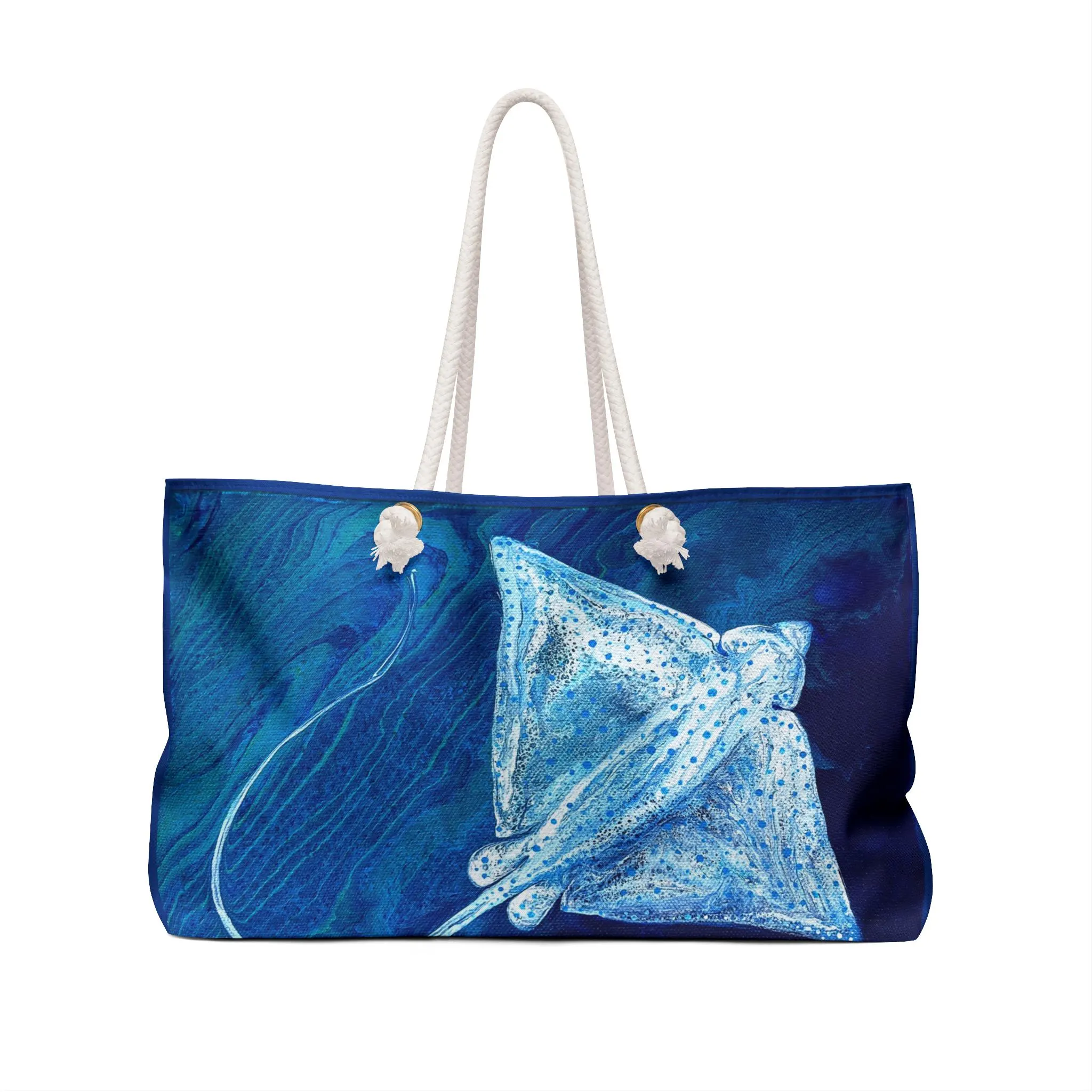 Eagle Ray Beach Bag: Stylish Weekender Beach Bag with Eagle Ray Painting - Perfect for Travel, Beach Days, Gifts, Totes, Weekend Getaways, Nautical Decor
