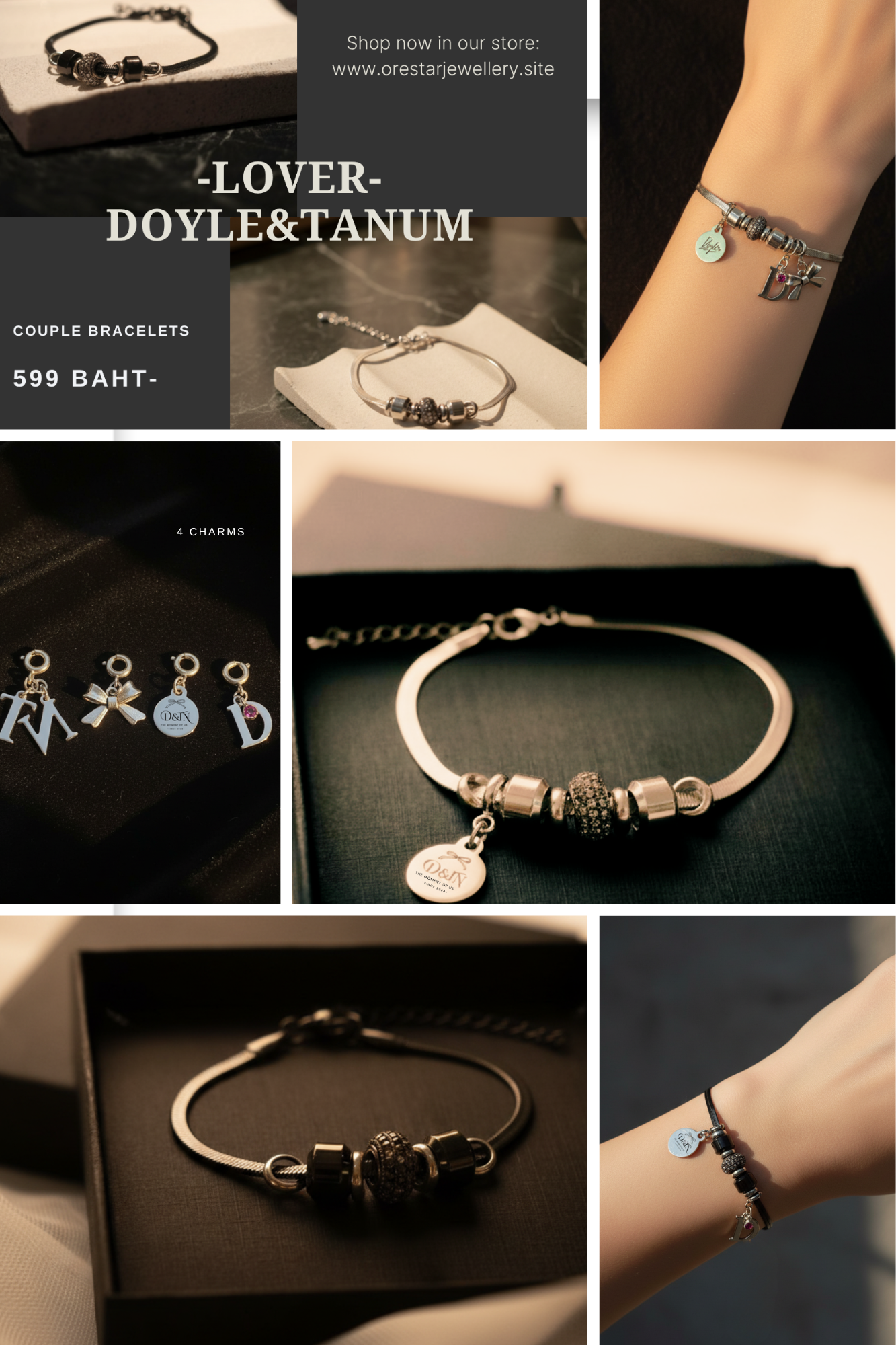 Doyle & Tanum  Couple Bracelet Lover Set : Black
