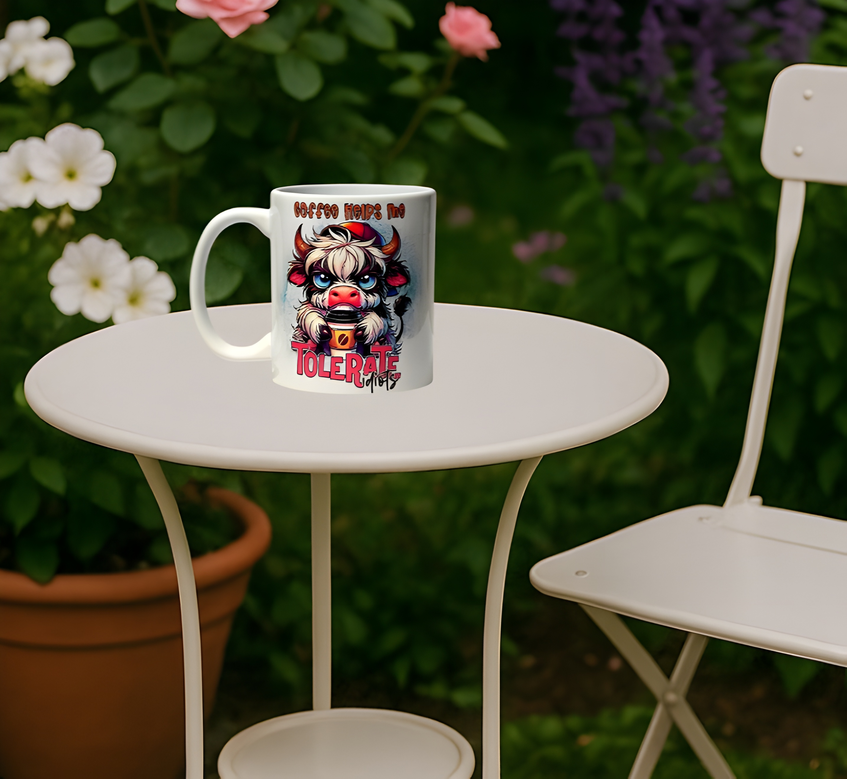 Coffee Helps Me Tolerate You Mug-Funny Cow Print Mug