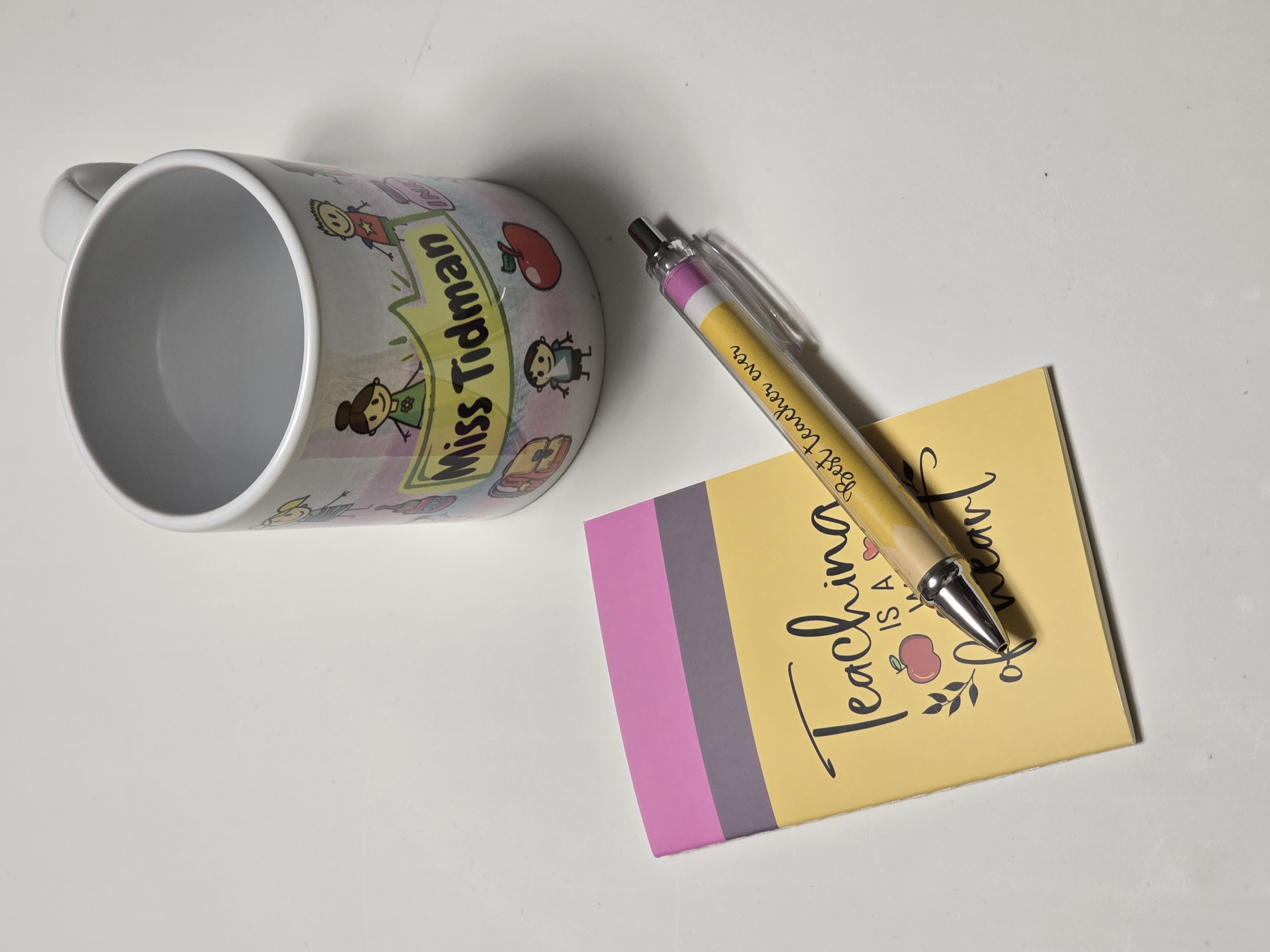Personalized Teacher Mug Gift Set- Custom Name,Notebook & Pen