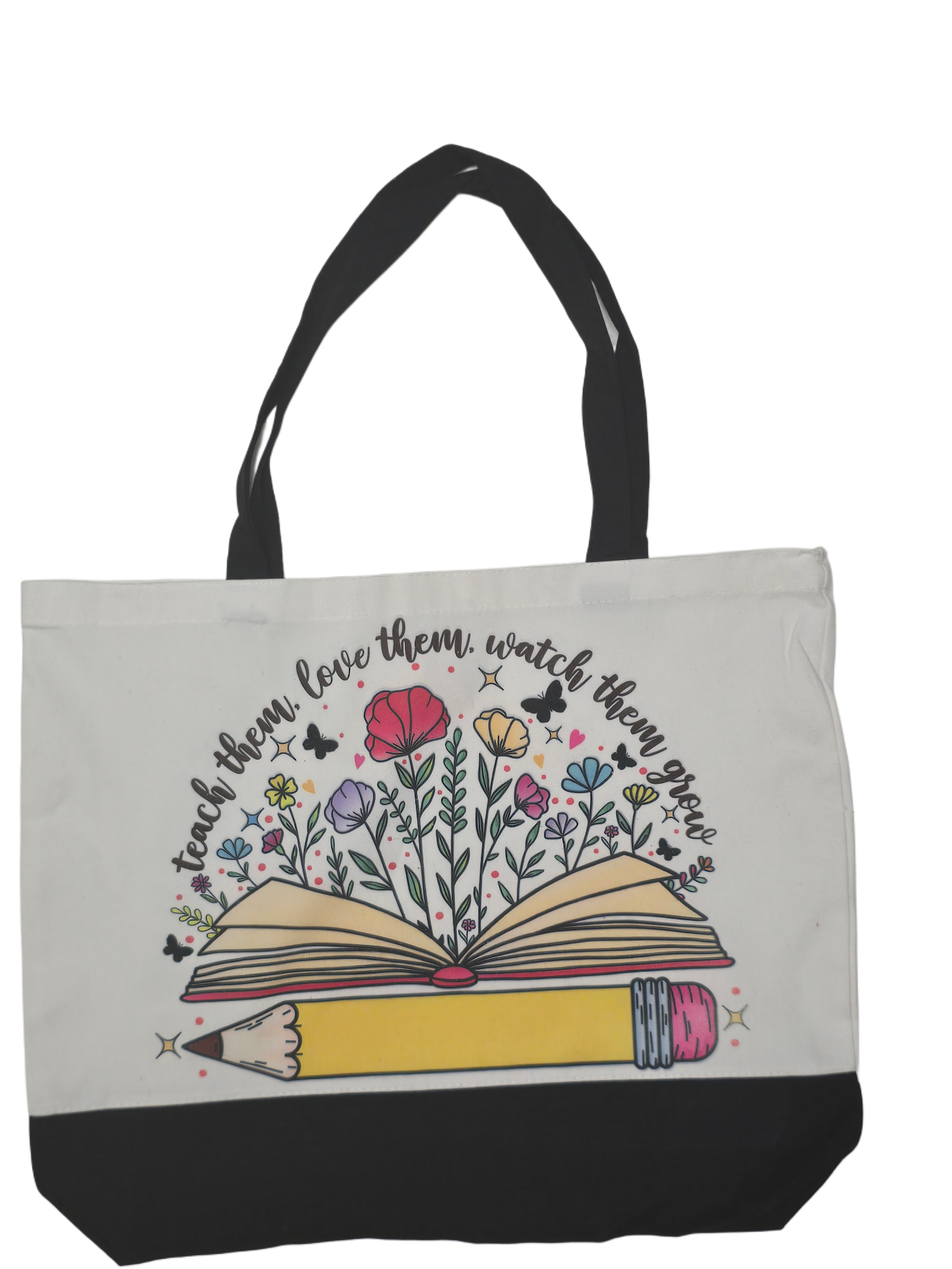 Floral Canvas Tote Bag - Perfect for Teachers