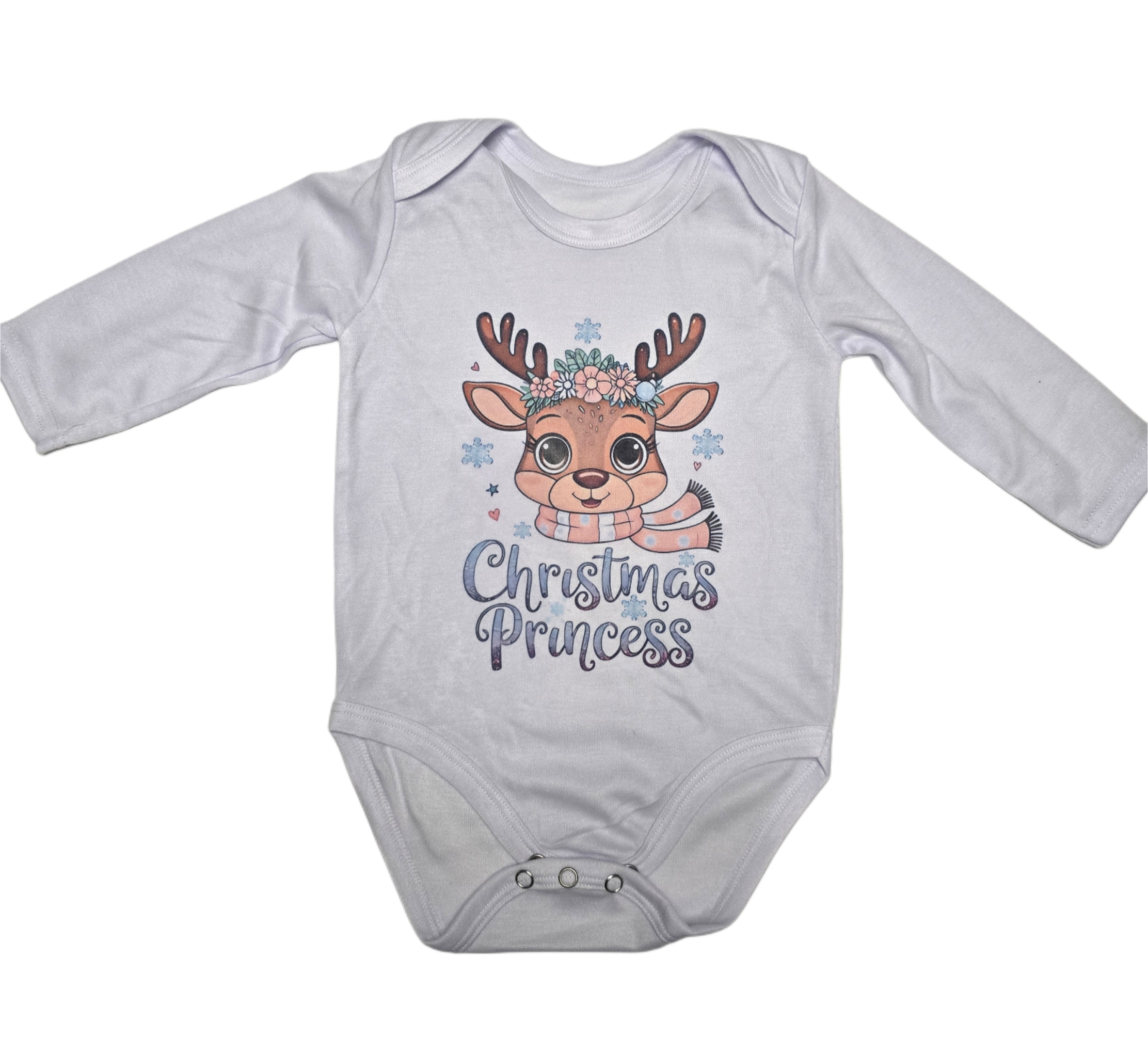 Limited Edition Gray Baby Bodysuit (3-6 Months) - Christmas Princess with Cloud Gift Bag
