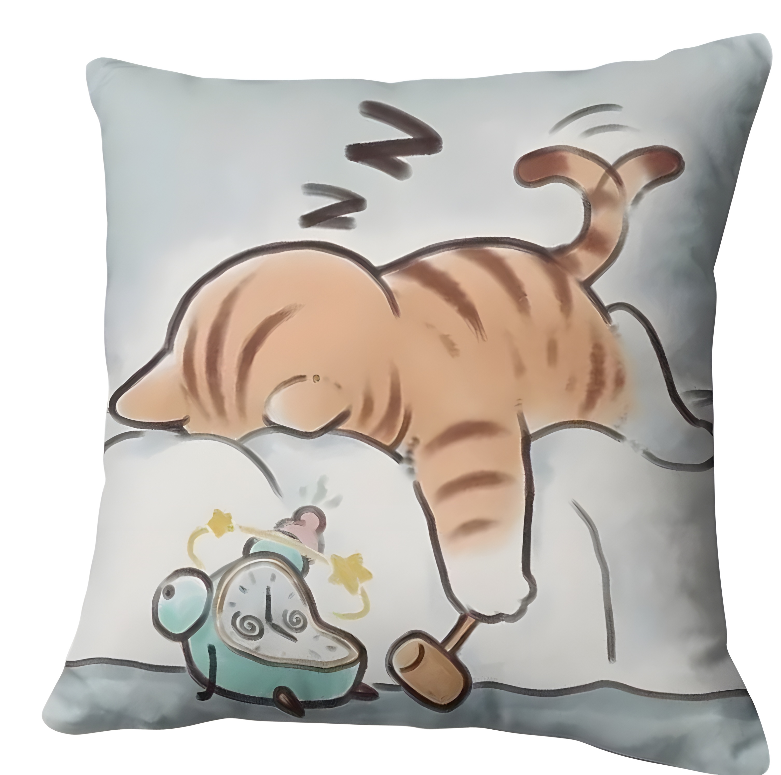 Sleepy Cat Decorative Pillow - Cute Cartoon Cushion for Home, Sofa or Gift