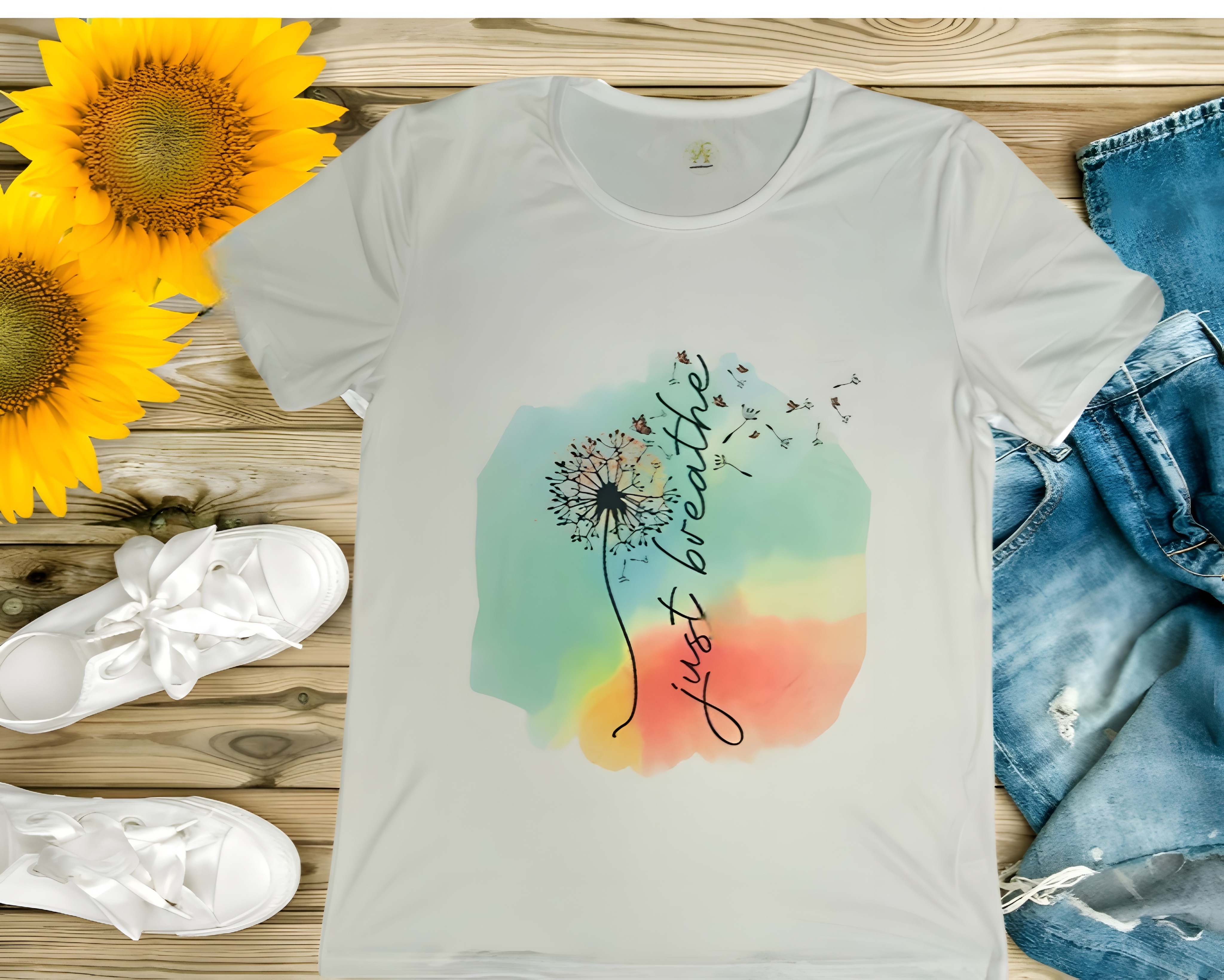 Women's Dandelion Inspirational T - Shirt - Andreality Graphic Tee - Limited Edition - Size M & L - Few Pieces Available