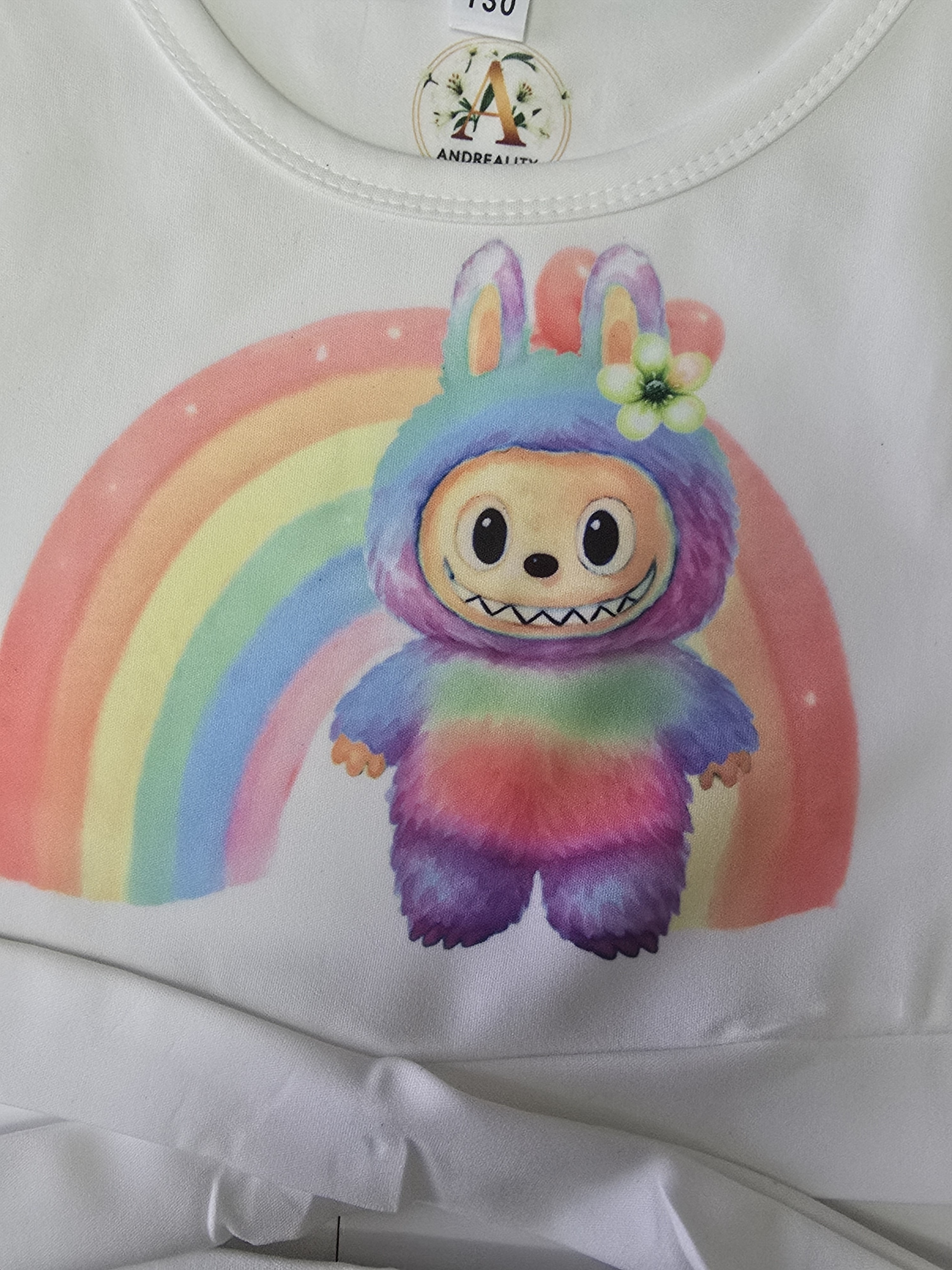 Adorable Girls' Summer Rainbow Crop Top and Skirt Set
