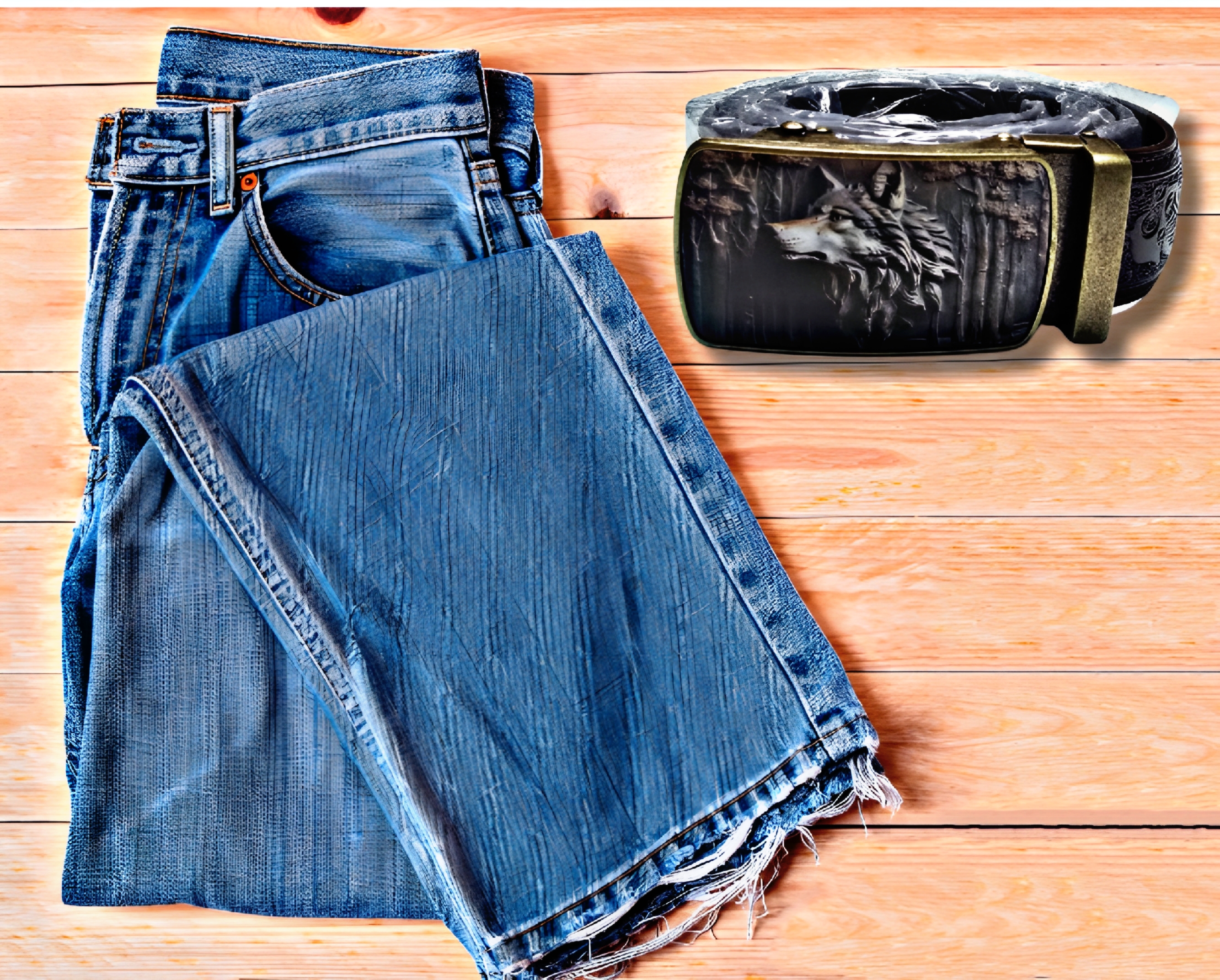 Men's PU Leather Belt with Wolf Buckle - Stylish Gift Idea