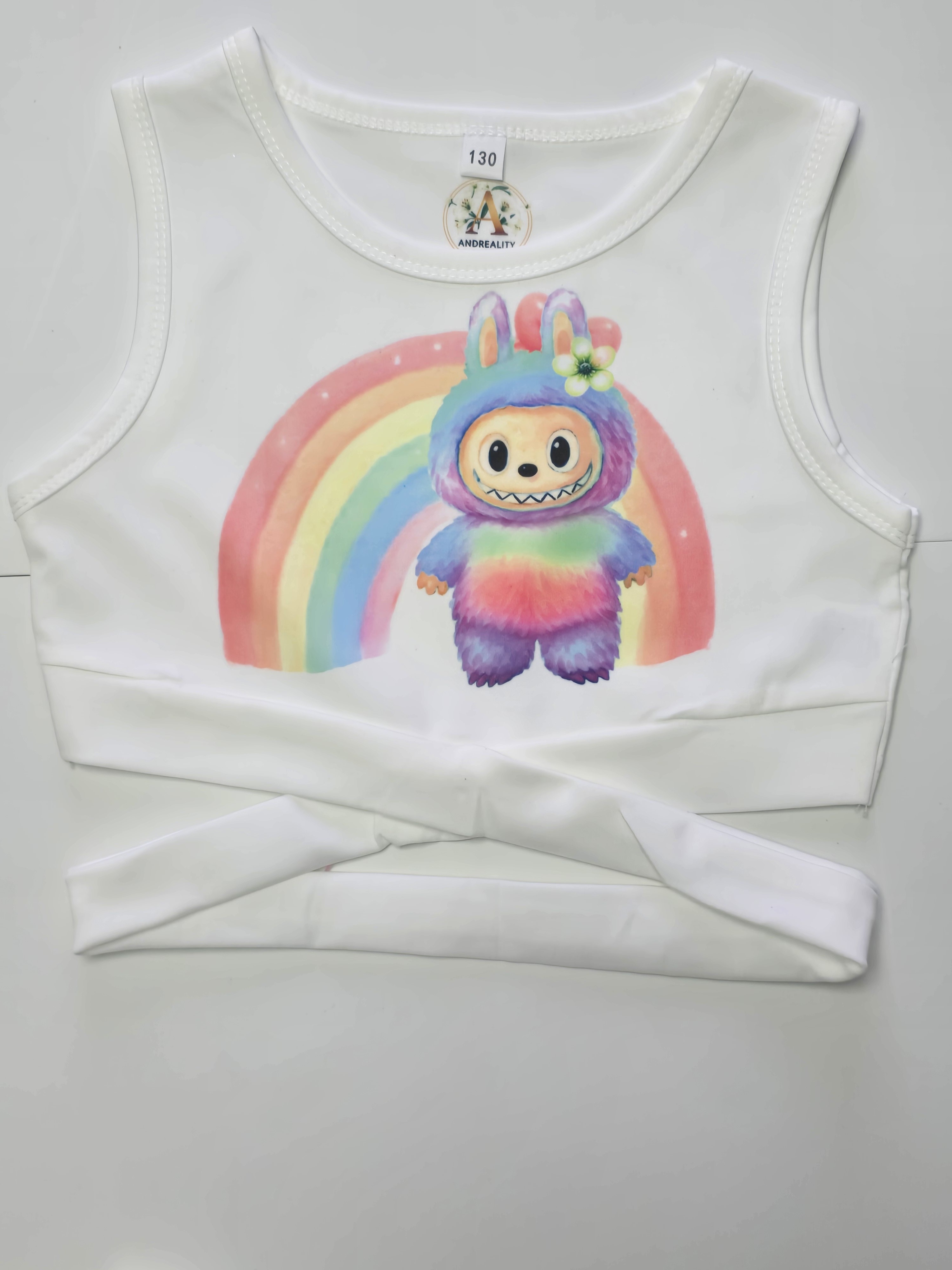 Adorable Girls' Summer Rainbow Crop Top and Skirt Set