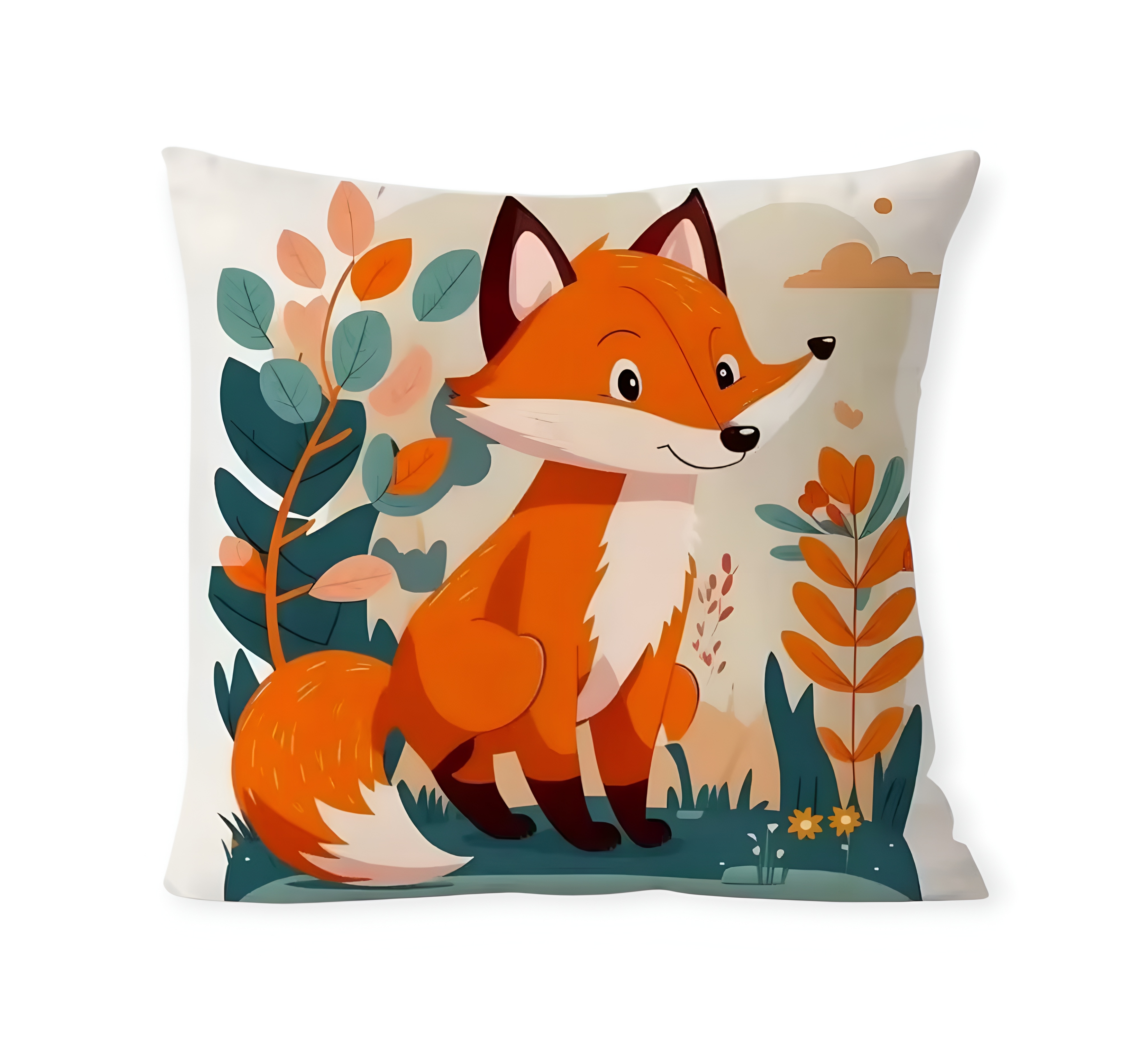 Fox Pillow Case for Kids or Baby - Cute Woodland  Cushion Cover 