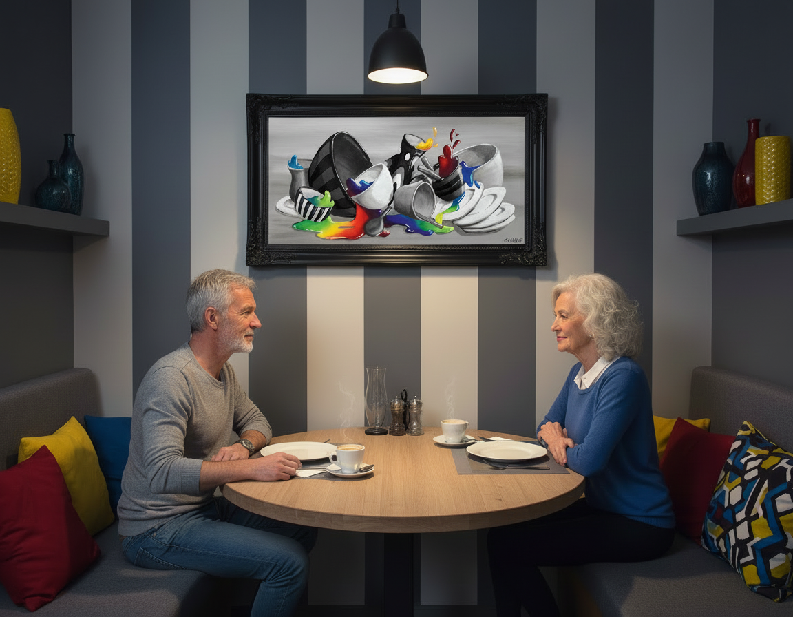 Colorful Kitchen Chaos - Original Acrylic Painting - Unframed