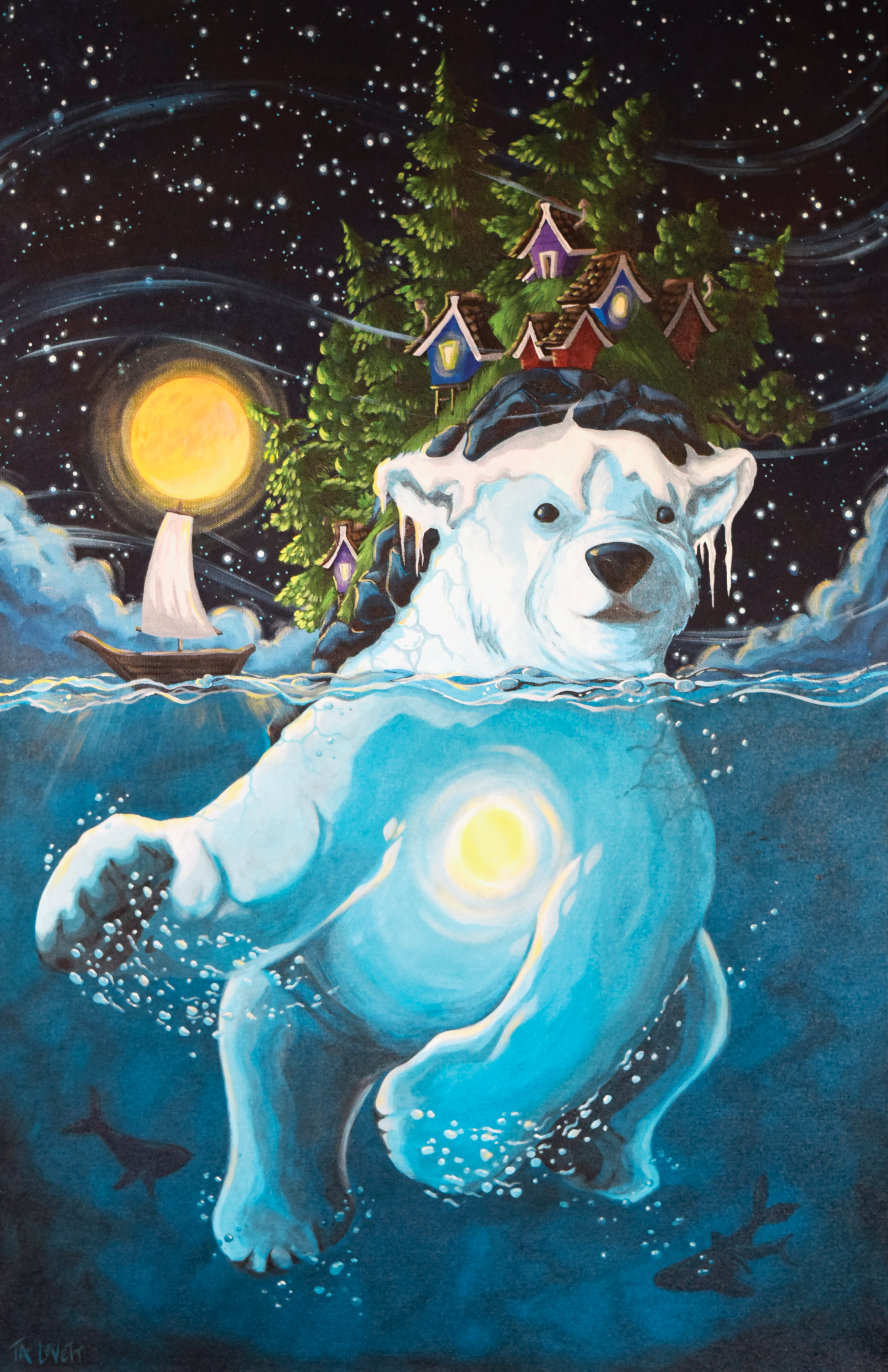 Polar Bear Island - Original Acrylic Painting - Unframed - SOLD