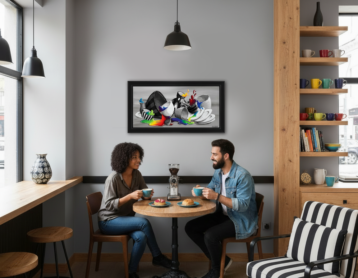 Colorful Kitchen Chaos - Original Acrylic Painting - Unframed