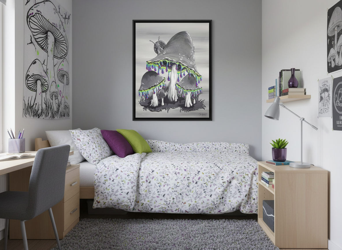 Inky Drip Mushrooms - Original Acrylic Paintings - Unframed - SOLD