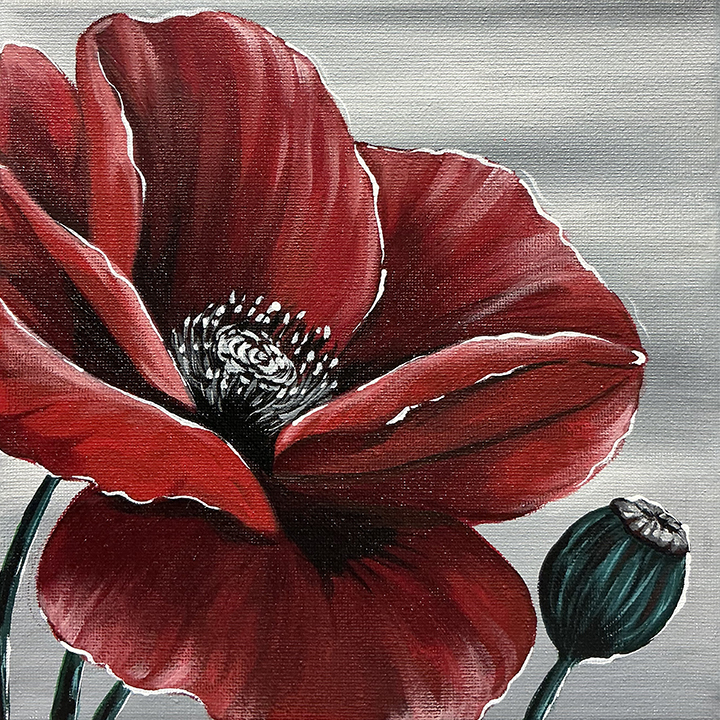 Poppy - Original Acrylic Painting - Unframed