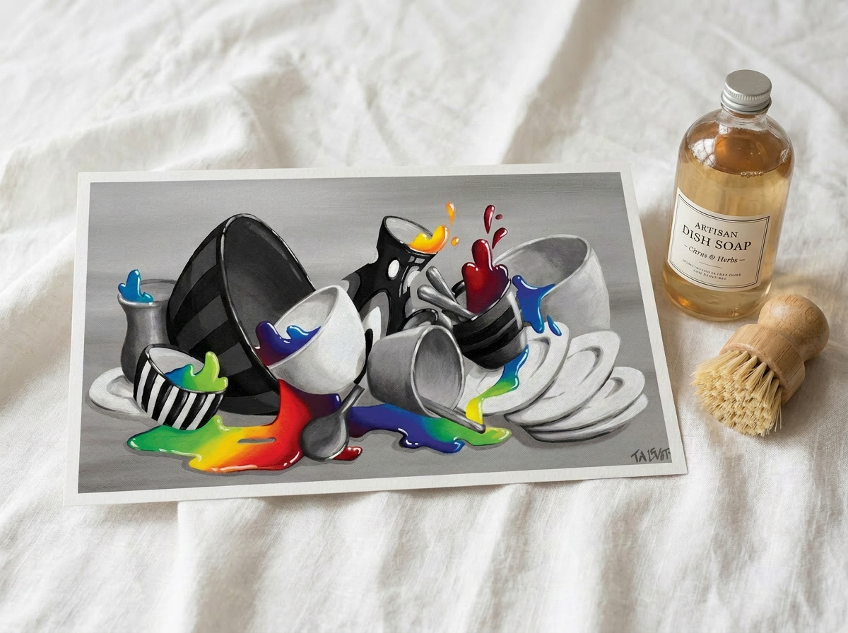 Colorful Kitchen Chaos - Art Print - Unframed