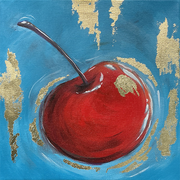 Gilded Cherry - Original Acrylic Painting - Unframed