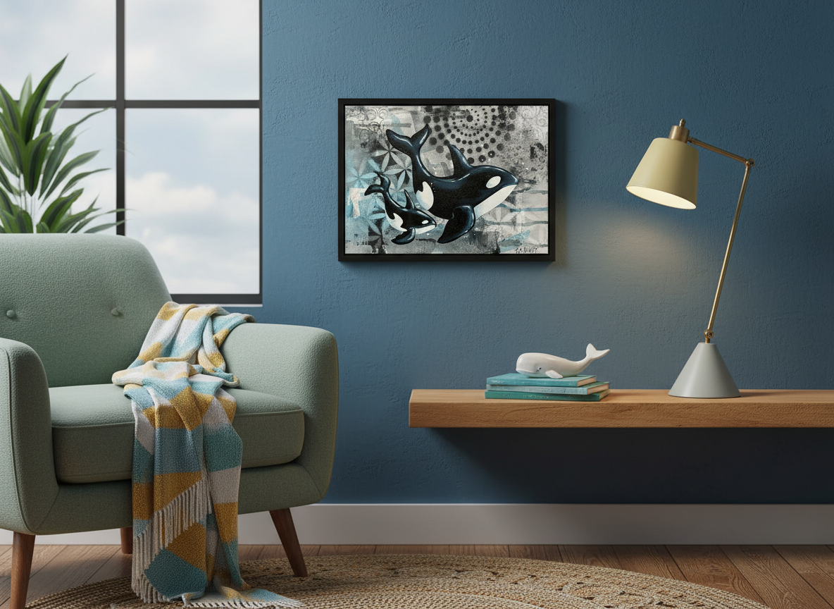 Swimming with the Pod - Original Acrylic Painting - Unframed