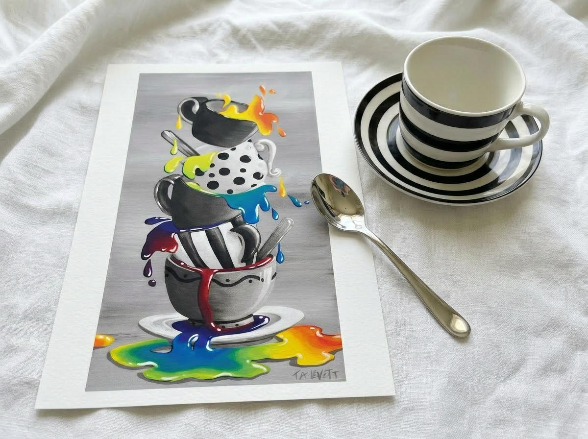 Stack of Teacups 2 - Art Print - Unframed