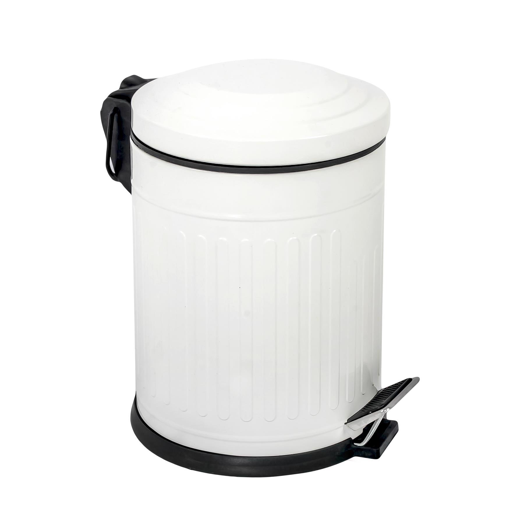 VİNTAGE PEDALLI ÇÖP KOVASI BEYAZ