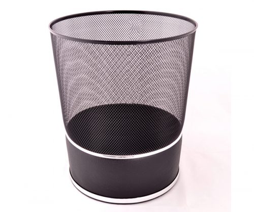 DERİ KAPLI FİLELİ ÇÖP KOVASI