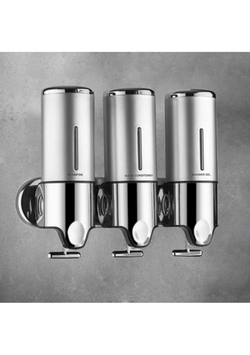 500ML ÇEKMELİ SIVI SABUNLUK  ÜÇLÜ SABUN, DUŞ JELİ VE ŞAMPUAN