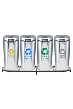 DÖRTLÜ PRATİK KAPAKSIZ GERİ DÖNÜŞÜM ATIK ÜNİTESİ PASLANMAZ 108 LT