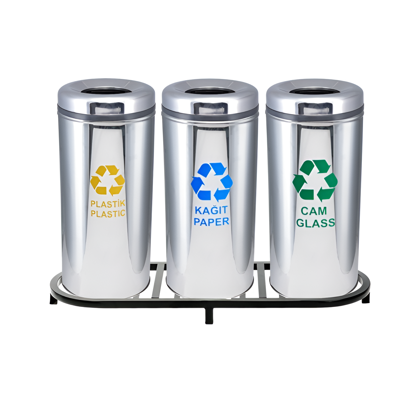 ÜÇLÜ PRATİK KAPAKSIZ GERİ DÖNÜŞÜM ATIK ÜNİTESİ PASLANMAZ 81 LT