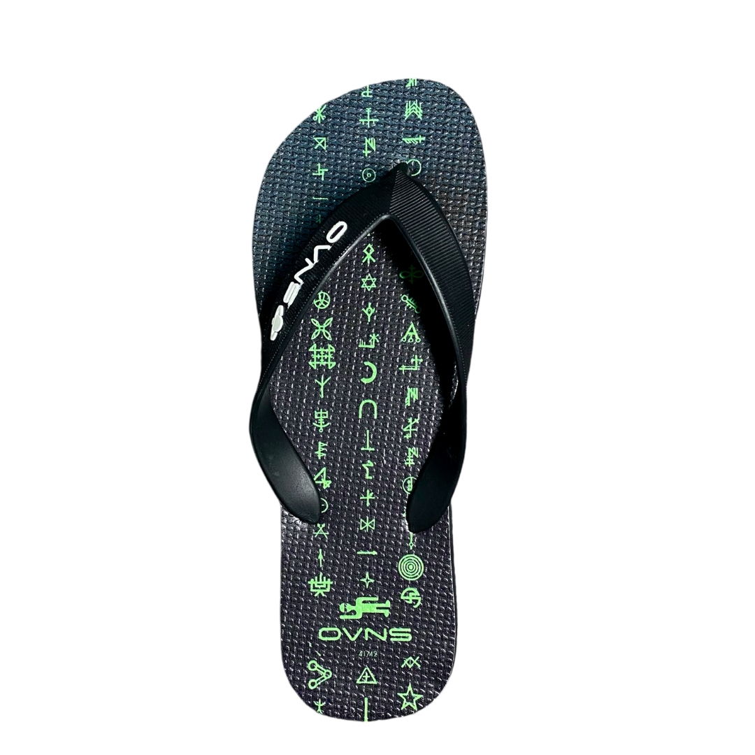 Chinelo Preto com Estampa Verde