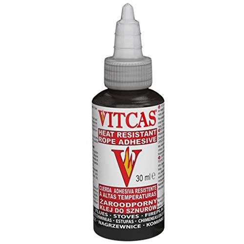 Vitcas Heat Resistant Rope Adhesive Woodburner / Stove Rope glue Black 30ml tube 1100 c