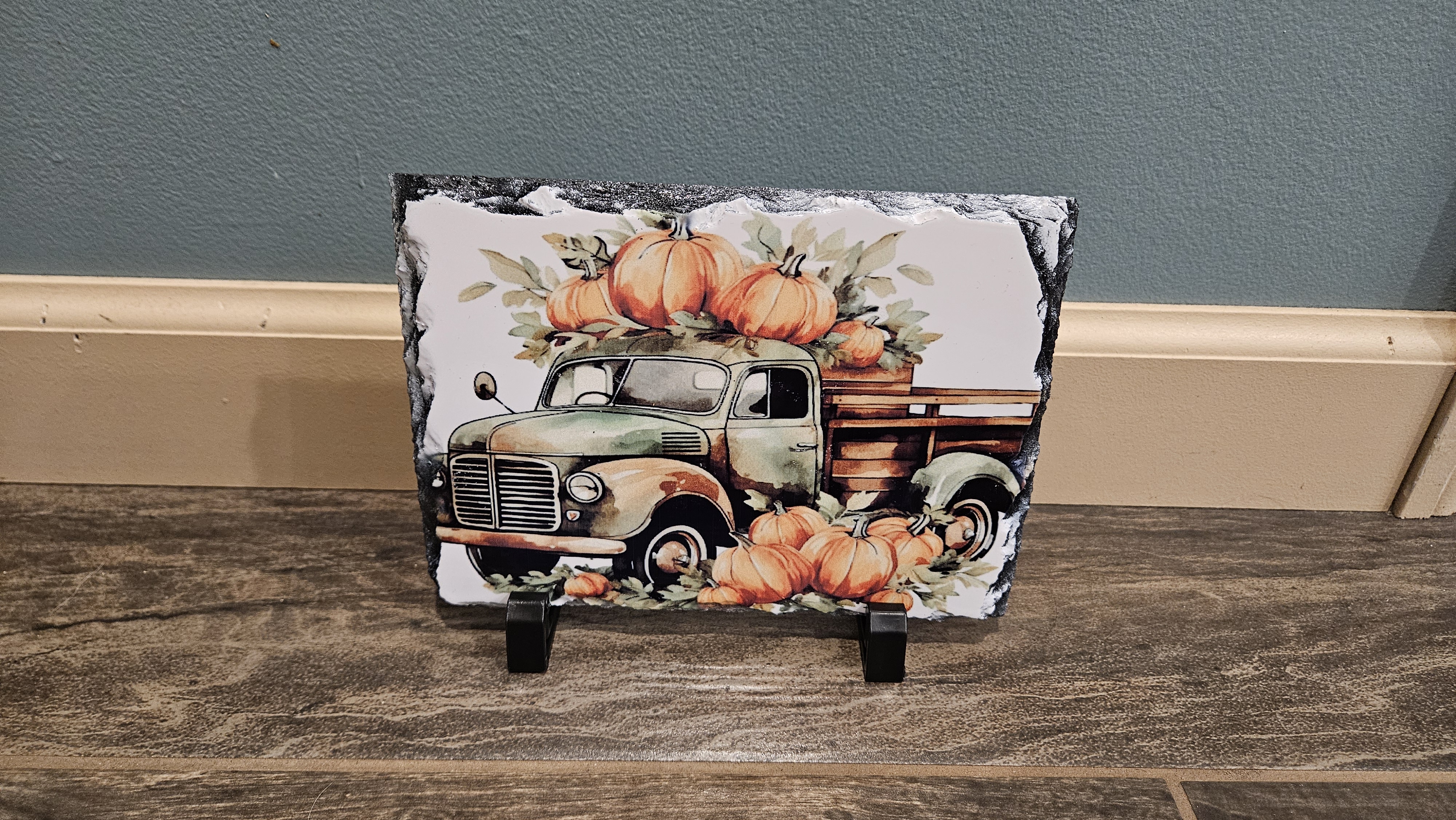 Vintage Truck Pumpkin Art Sign