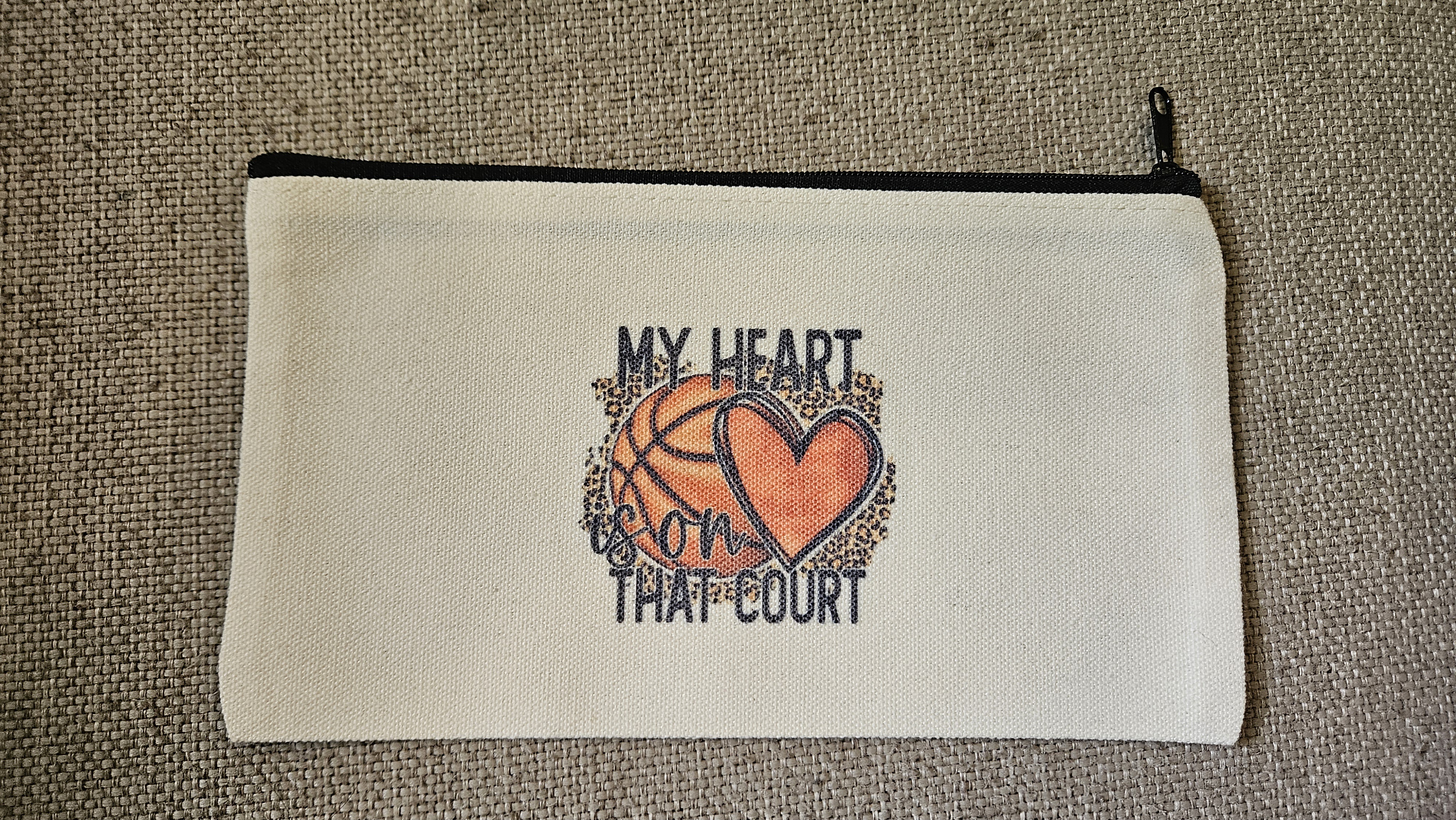 Basketball Themed Zippered Makeup Bag