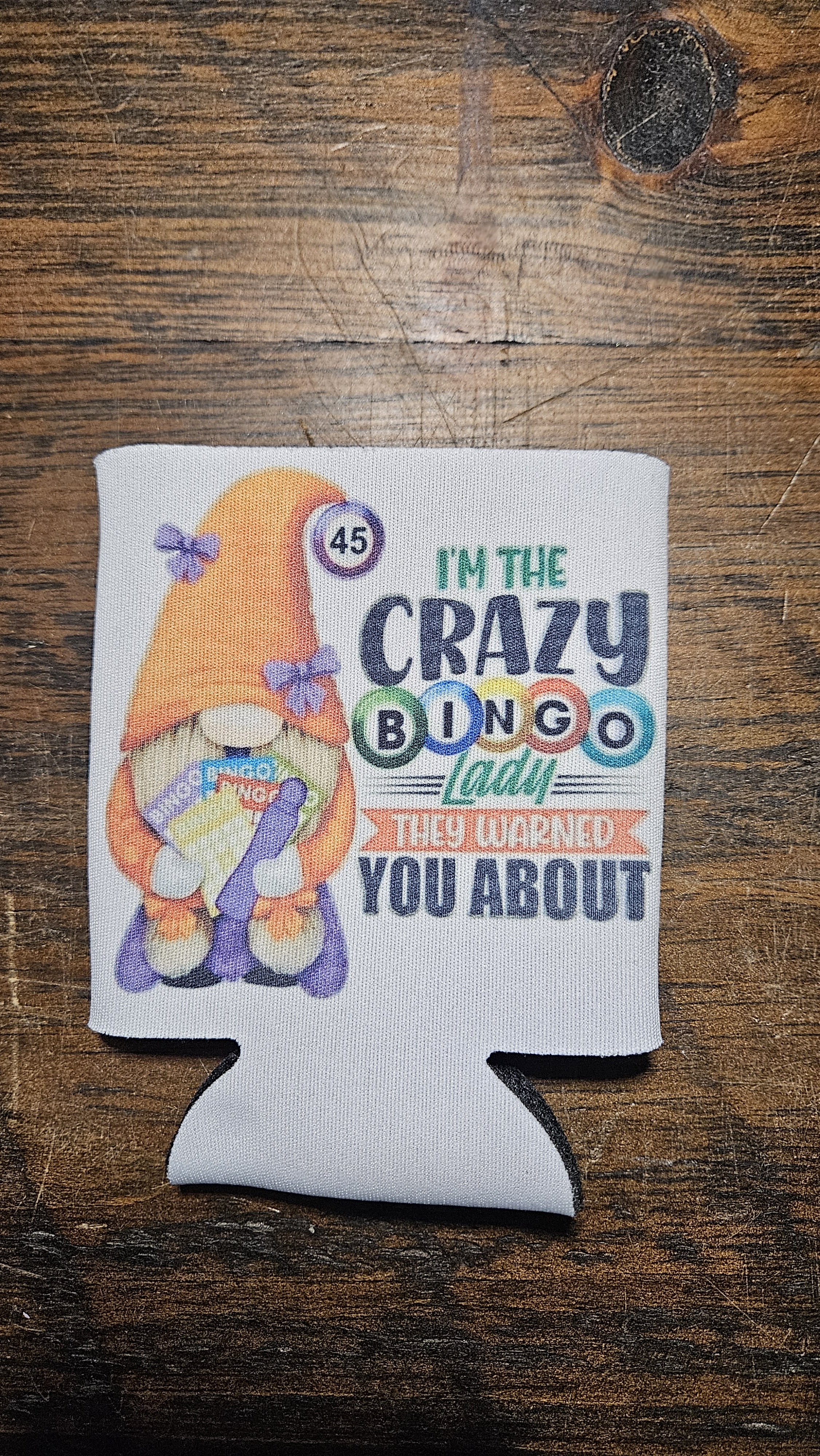 Crazy Bingo Lady Can koozie