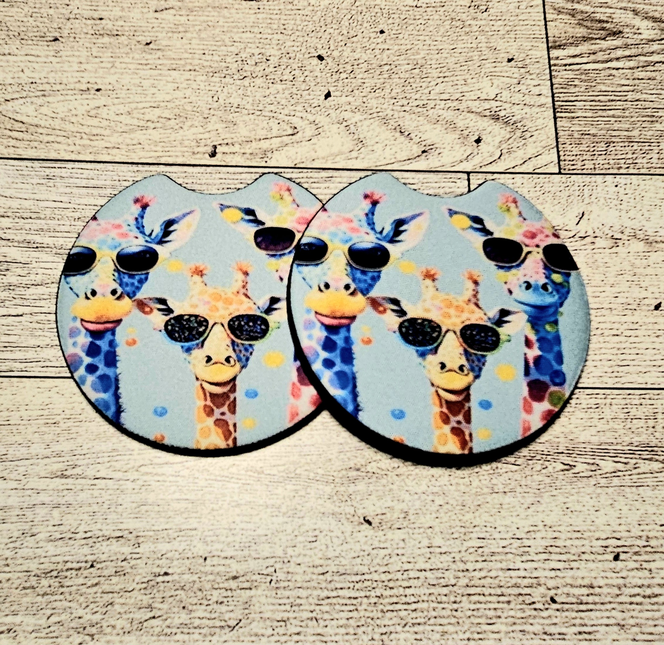 Giraffe-Themed  Car Coasters