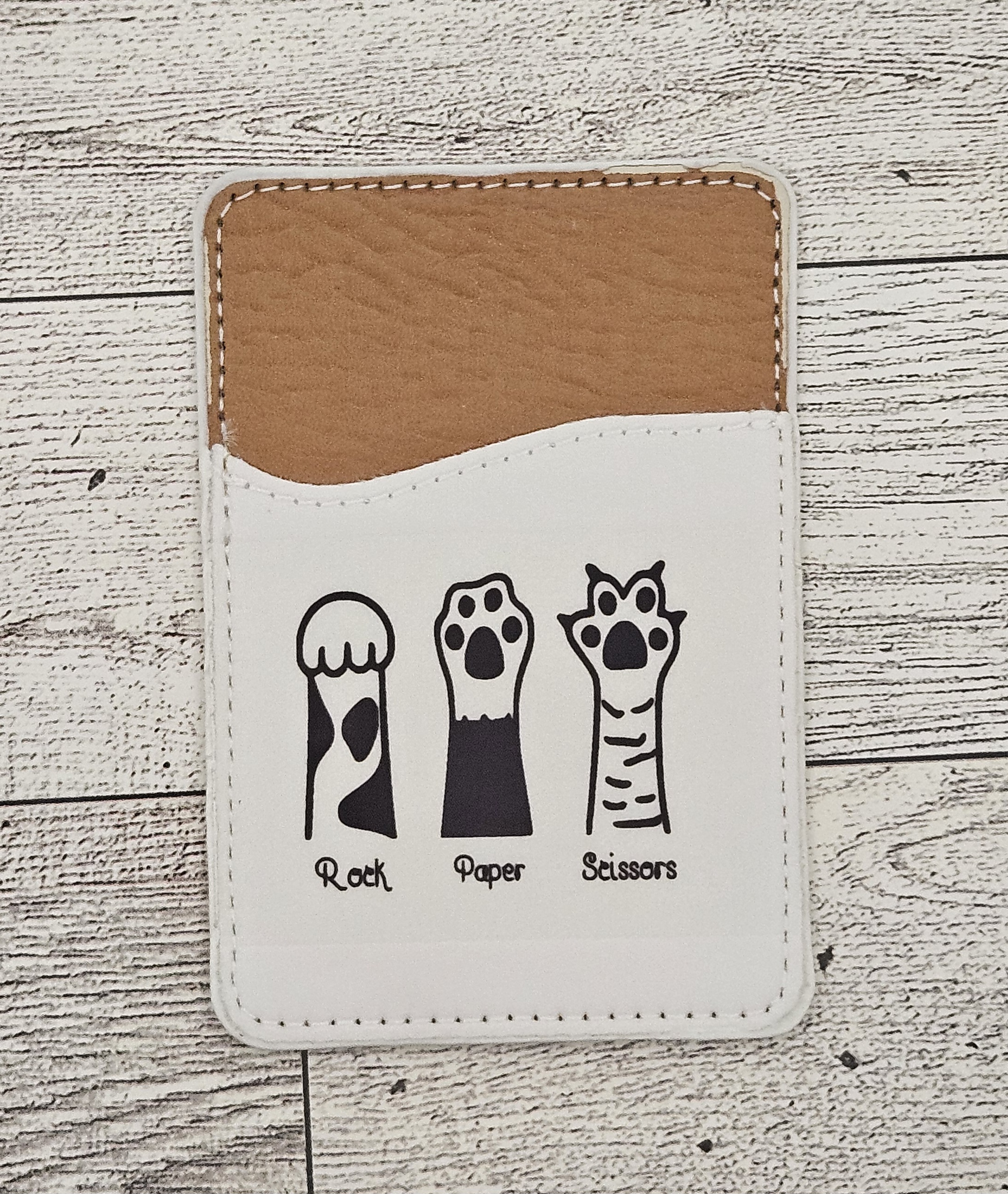 Card Holder phone accessory with Rock Paper Scissors Design