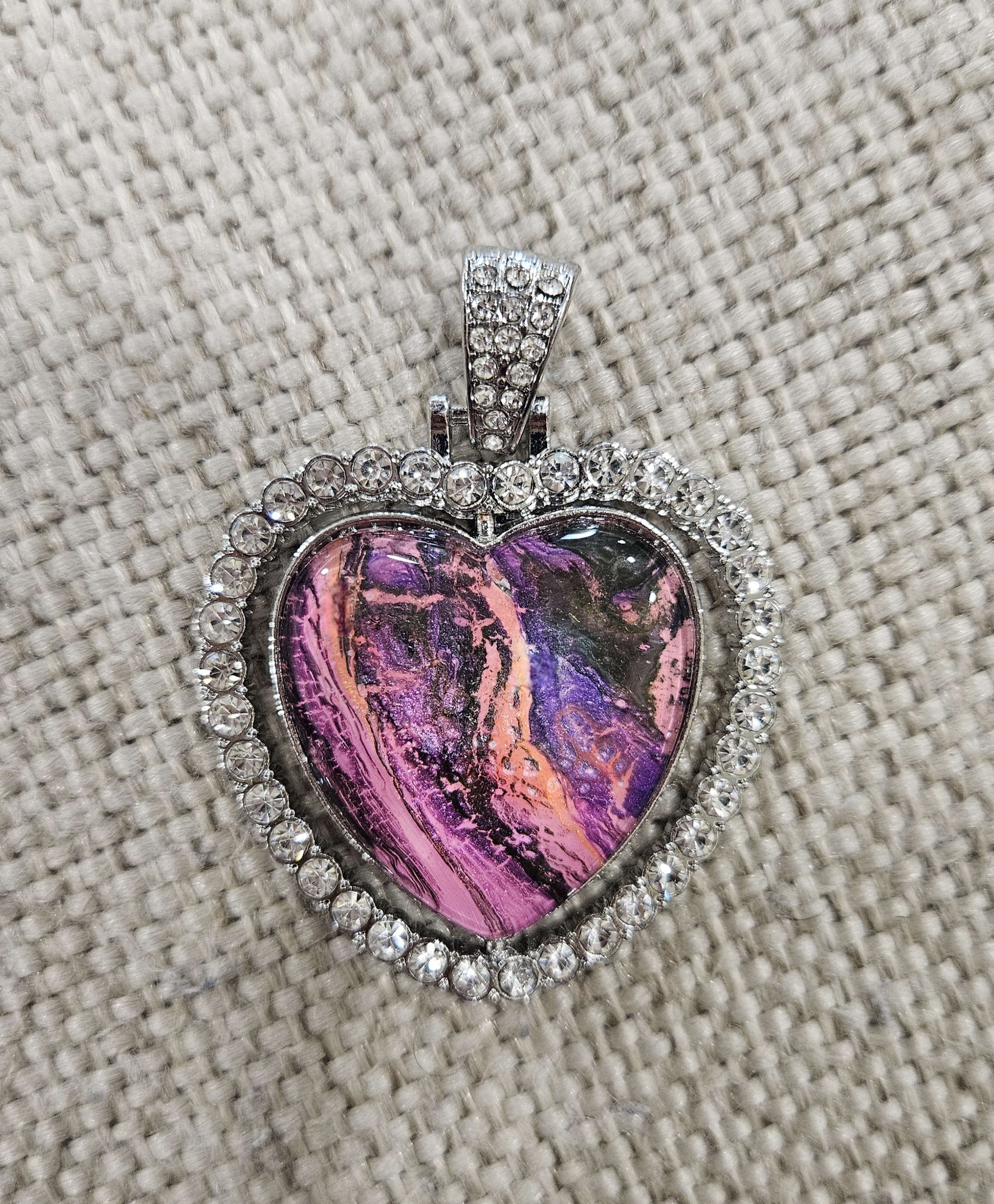 Heart-Shaped Pendant with Purple Stone