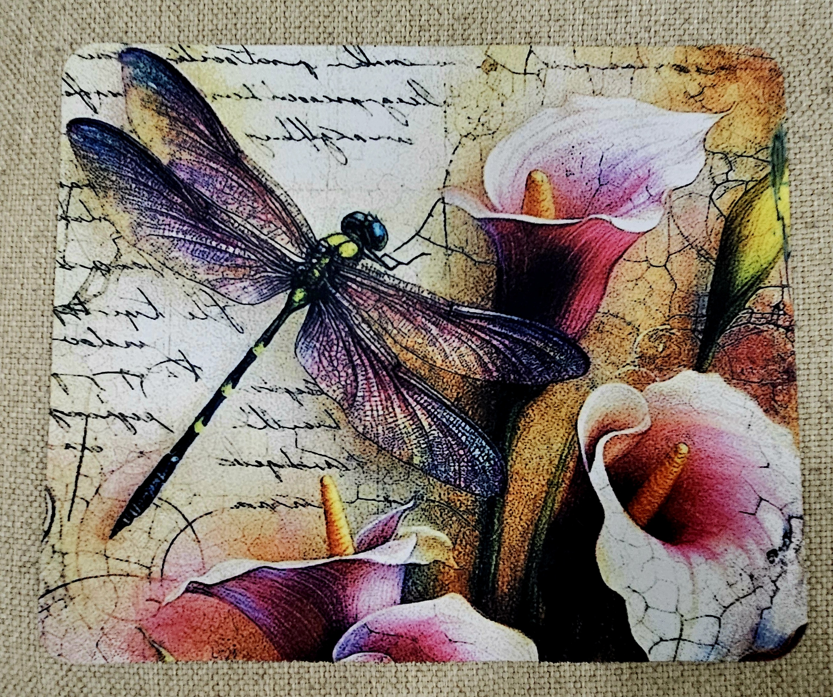 Dragonfly Floral mouse pad