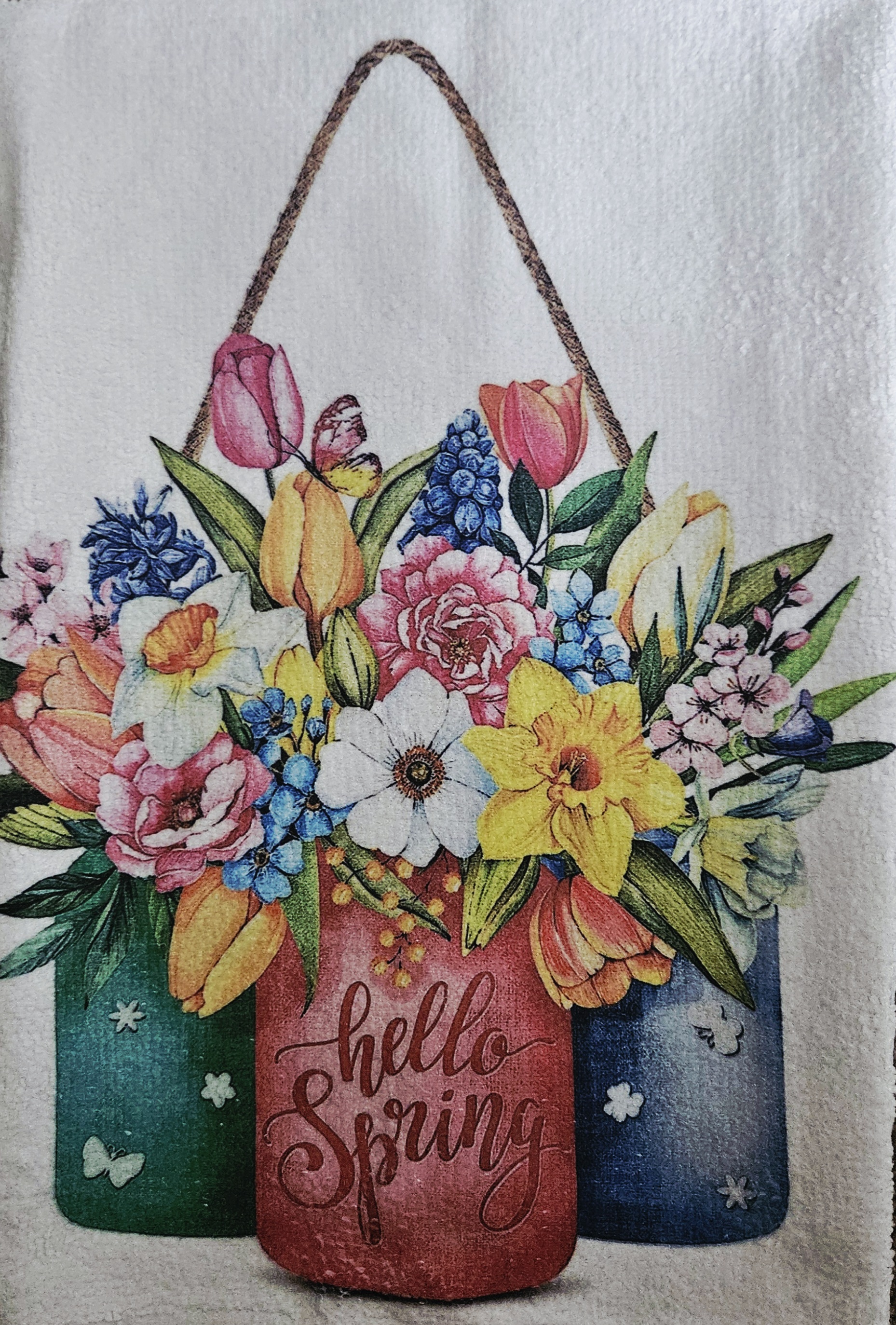 Decorative flowers hand towel