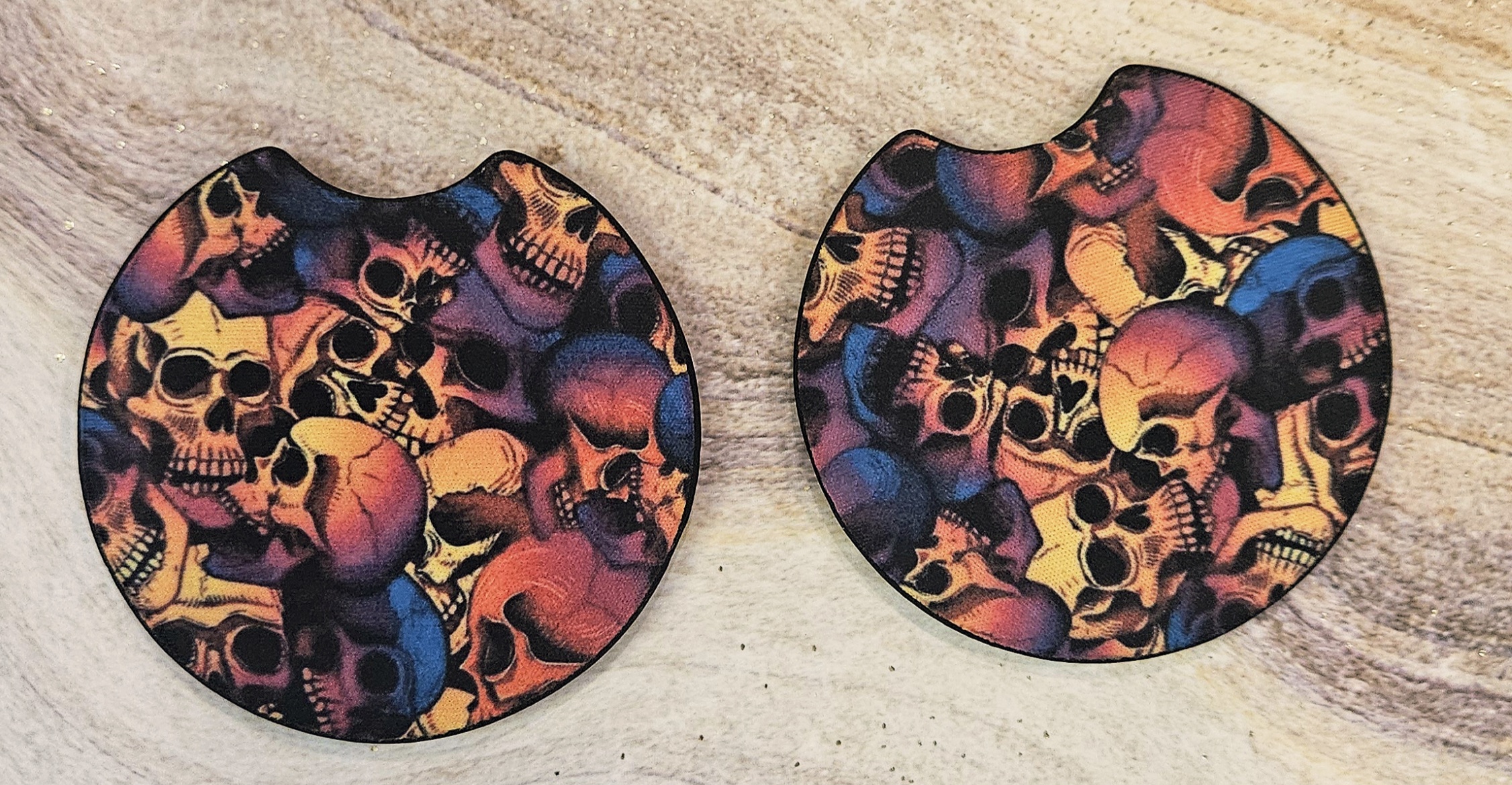 Colorful Skull Pattern Car Coasters