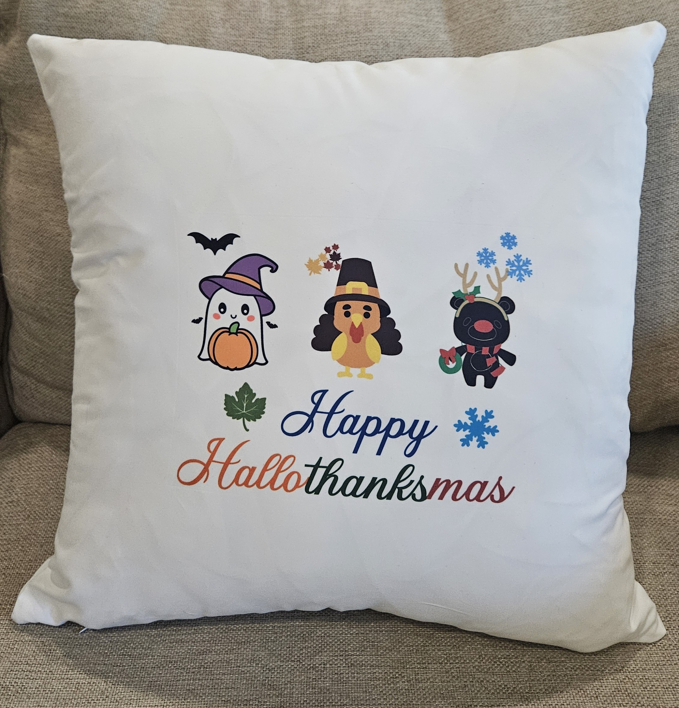 Happy Hallothanksmas Pillow Cover