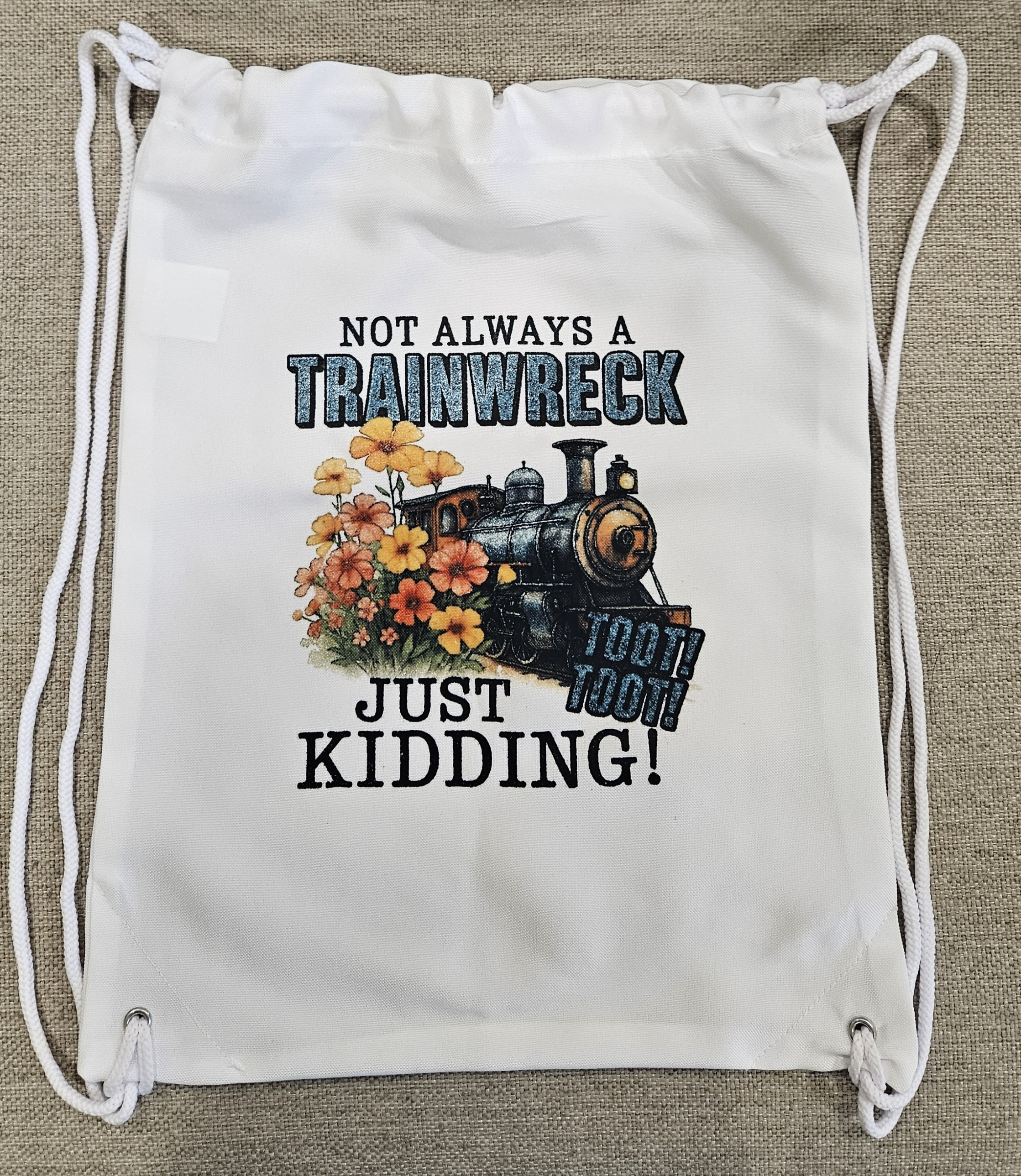 Funny Trainwreck Drawstring Back Pack